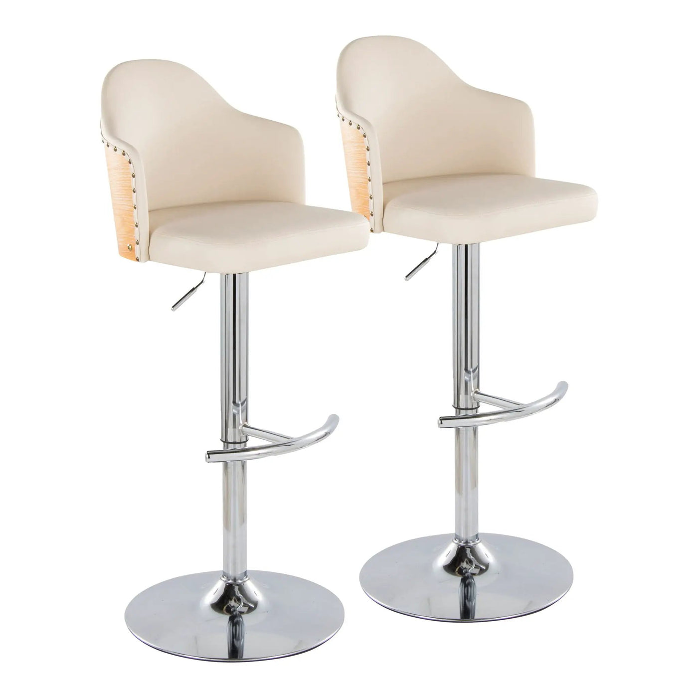 Ahoy - Contemporary Adjustable Barstool, Swivel With Rounded T Footrest (Set of 2) by HouseOfZazla