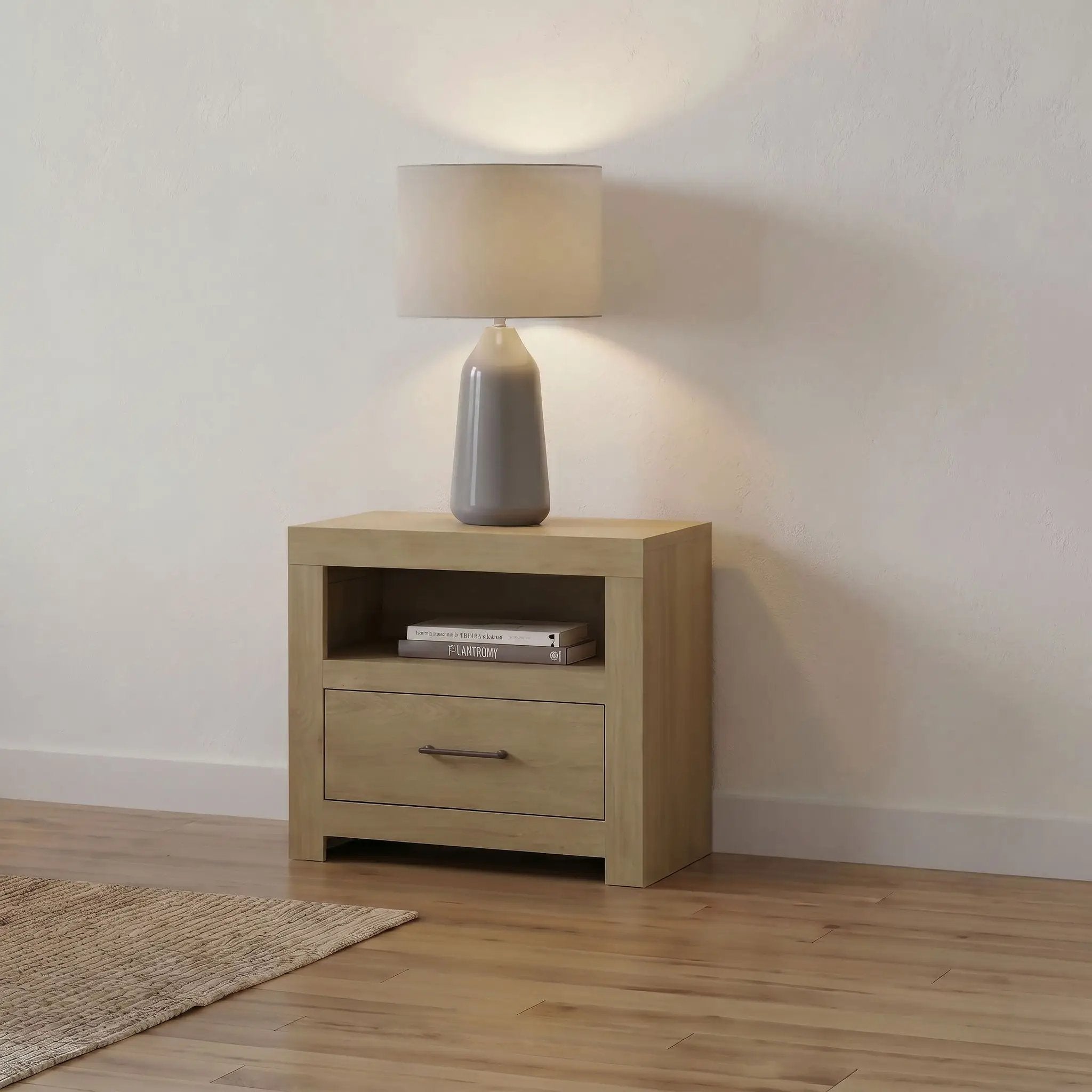 Hendricks 1-drawer Nightstand Bedside Table with Cubby Light Oak by Unique Piece Furniture