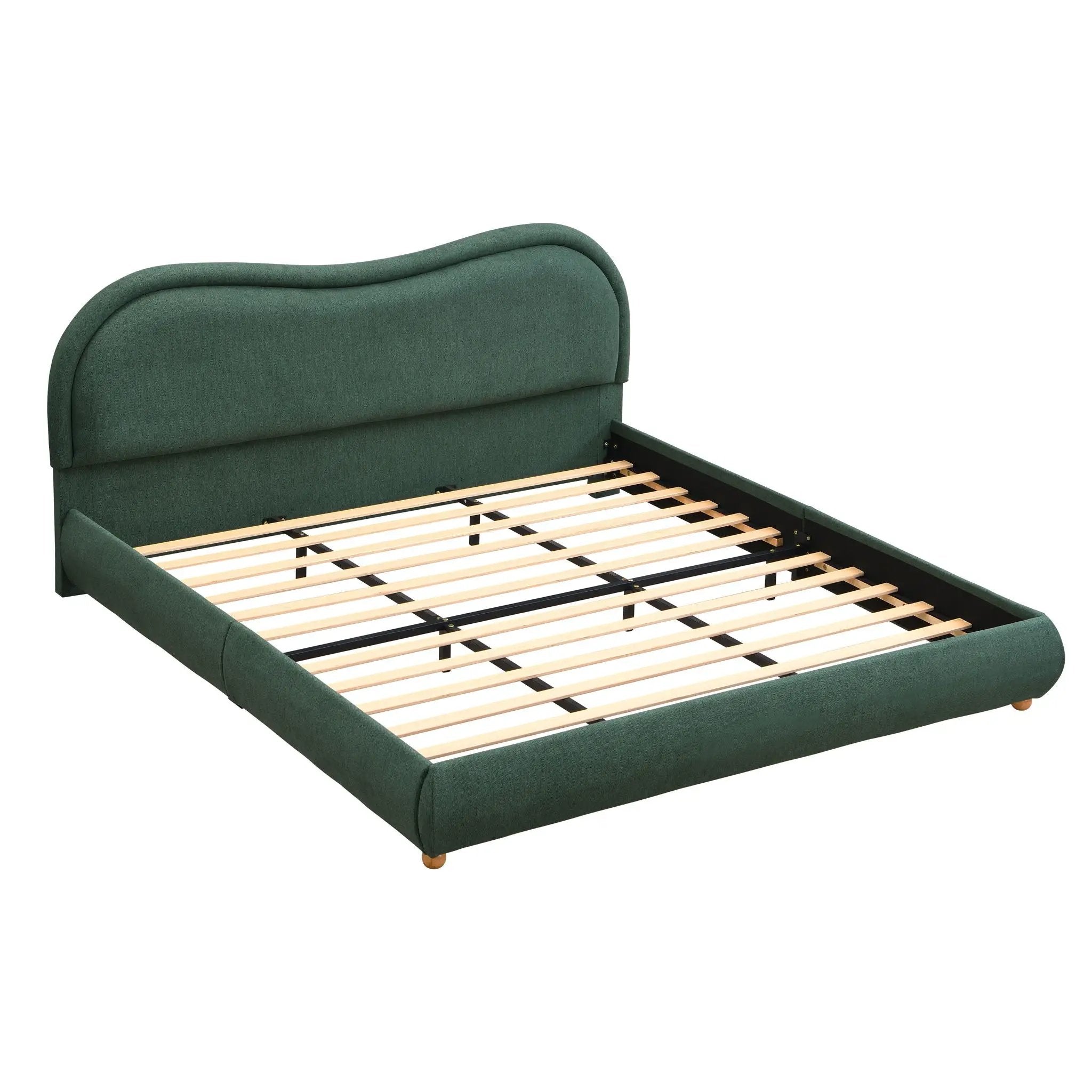 Upholstered Platform Bed Frame With Curved Headboard by HouseOfZazla
