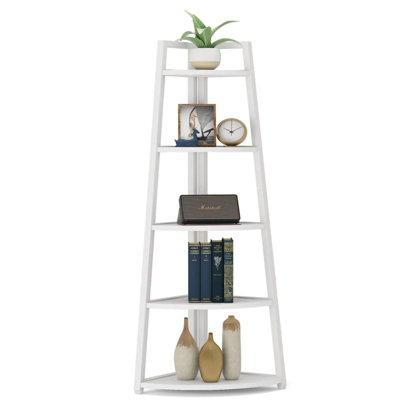 Tall 5 Tier Corner Bookshelf For Living Room by HouseOfZazla