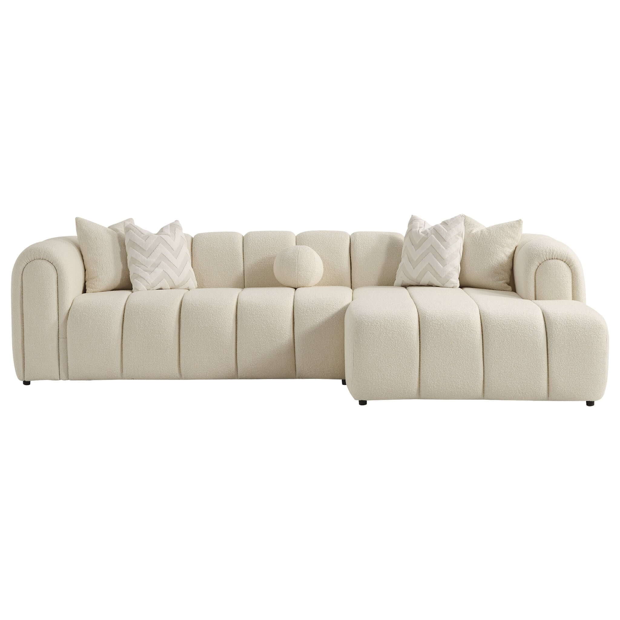 Beatrice - Modern Tufted Right Sectional Sofa - Ivory by HouseOfZazla