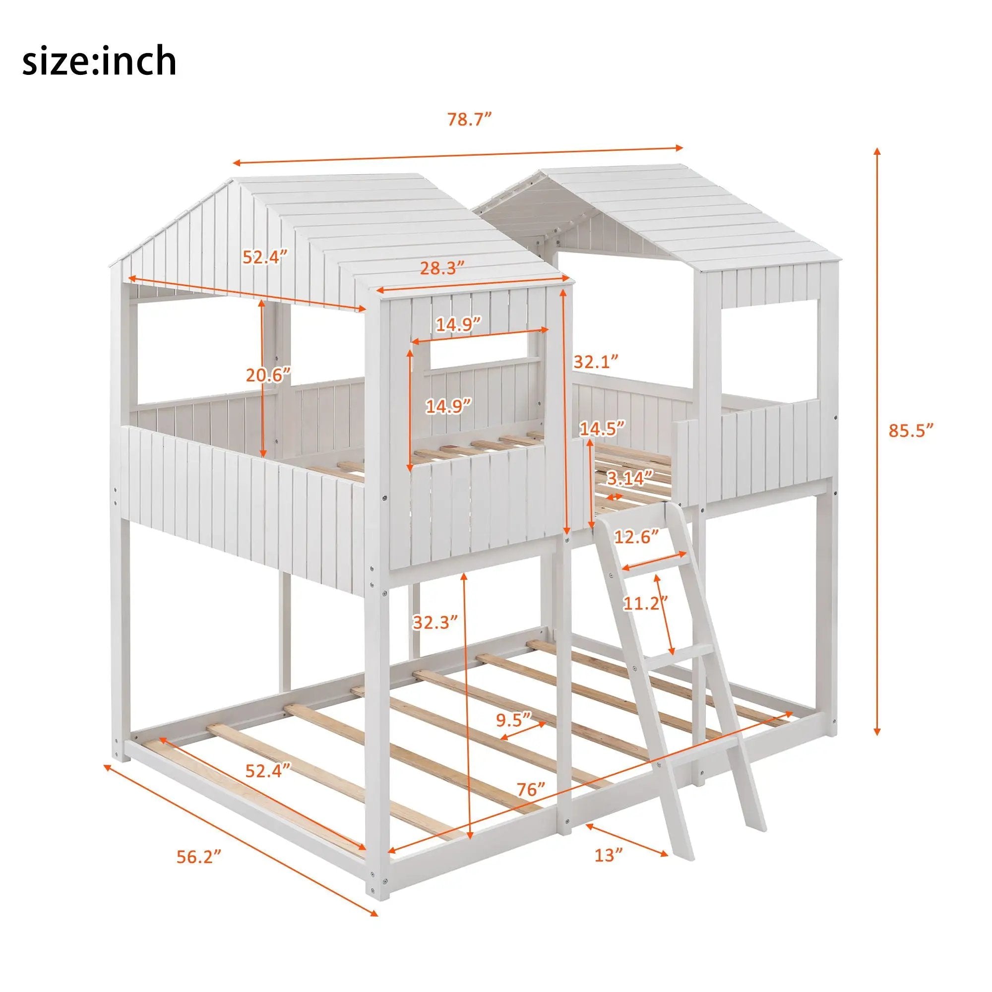 Bunk Bed With Roof, Window, Guardrail, Ladder by HouseOfZazla
