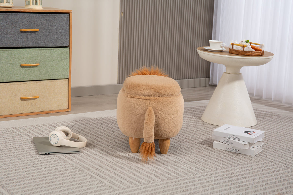 Luke the Lion Storage Ottoman with Hidden Storage - Faux Fur, photo 6 of 10