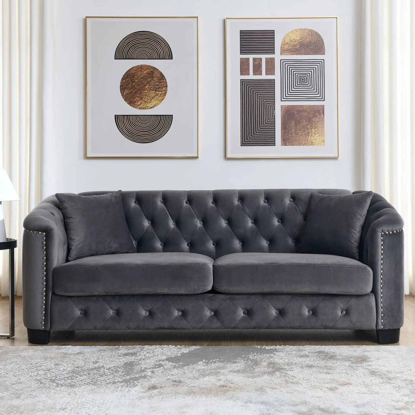 Modern Chesterfield Sofa With Tufted Backrest For Living Room by HouseOfZazla