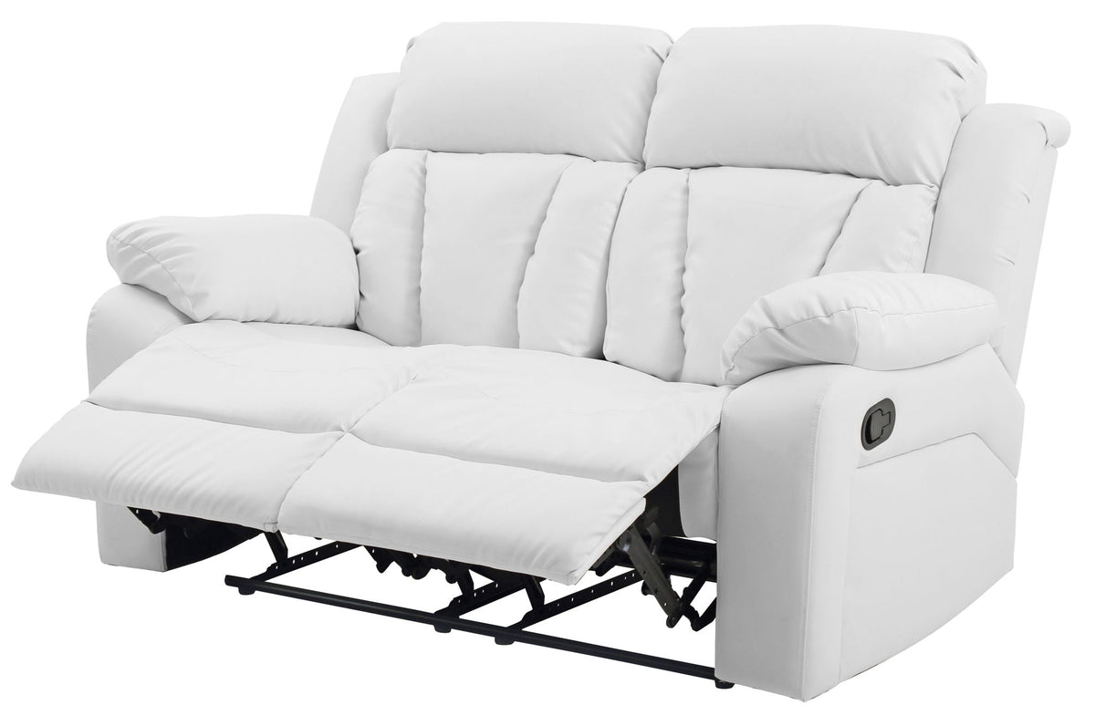 Cozy Padded Reclining Loveseat with Sturdy Construction - White, Black, or Dark Brown