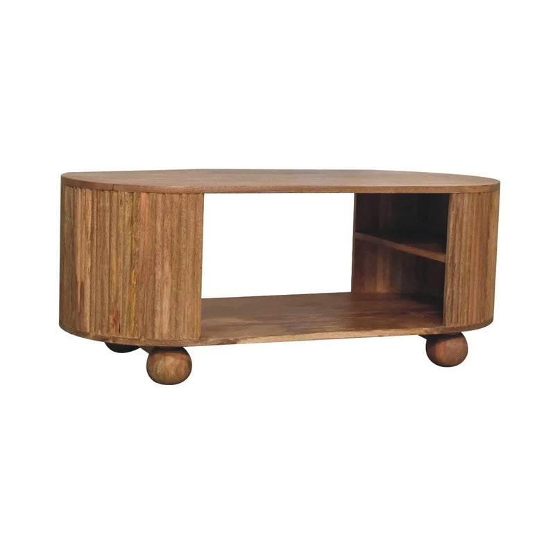Solid Wood Soba Ball Coffee Table, Open Storage by HouseOfZazla