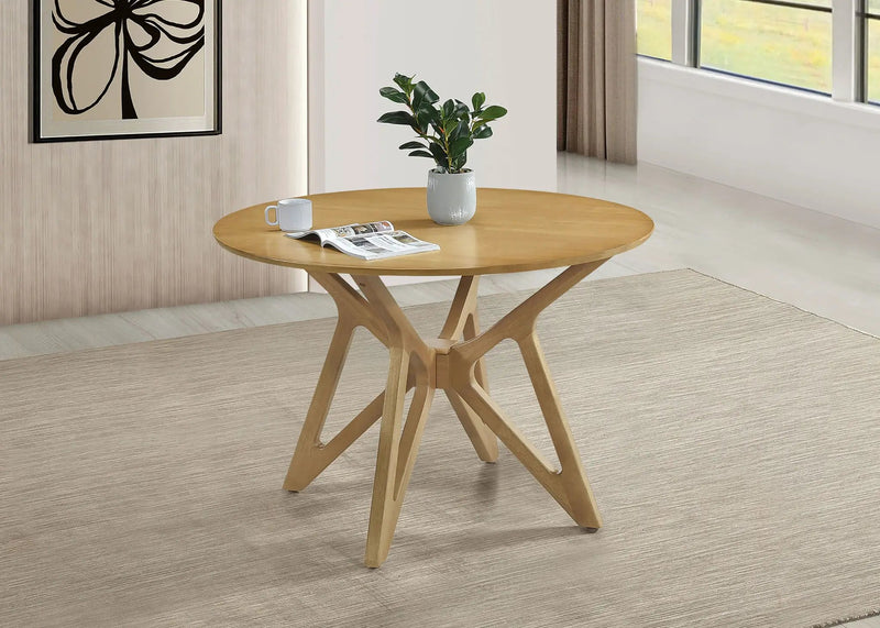 Elowen Round 42-inch Solid Wood Dining Table Light Walnut by Unique Piece Furniture