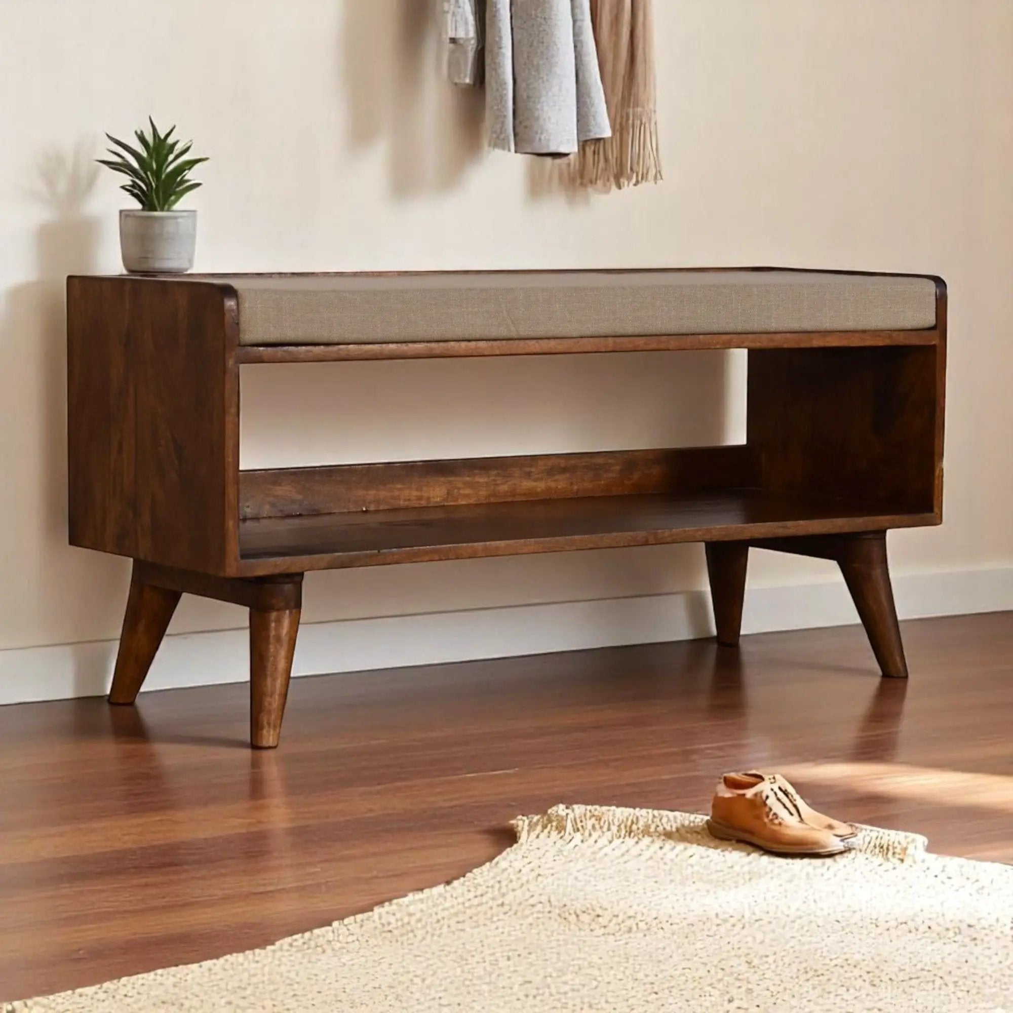 Solid Wood Bench With Upholstered Sea by HouseOfZazla