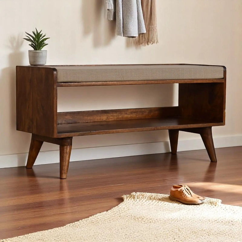 Solid Wood Bench With Upholstered Sea by HouseOfZazla