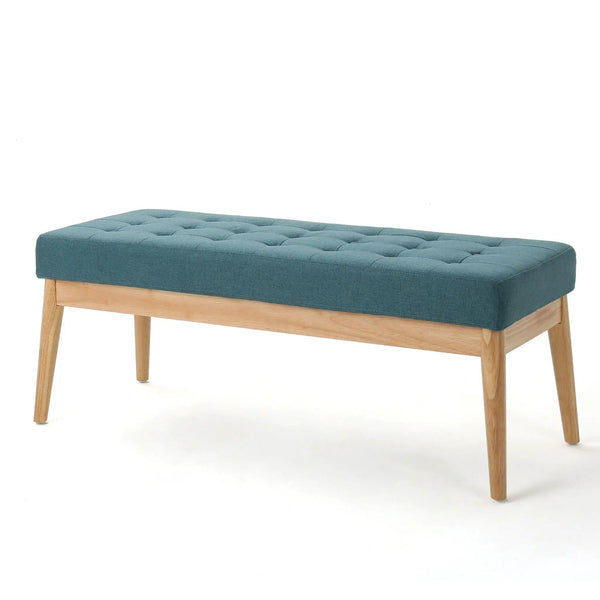 Vibratory Button Tufted Upholstered Ottoman with Splayed Wooden Legs