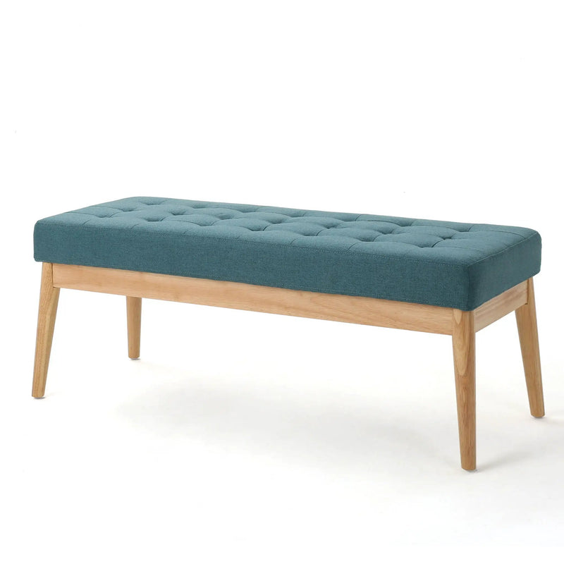 Vibratory Button Tufted Upholstered Ottoman with Splayed Wooden Legs by HouseOfZazla