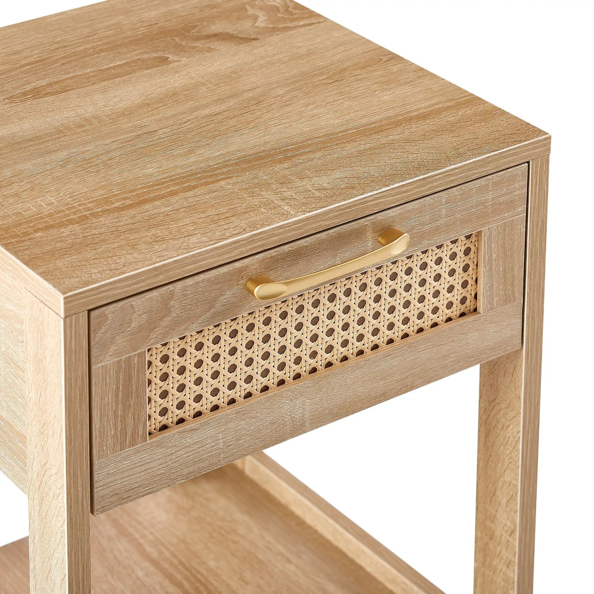 15.75" Rattan End Table With Drawer, Modern Nightstand, Side Table For Living Room, Bedroom by HouseOfZazla