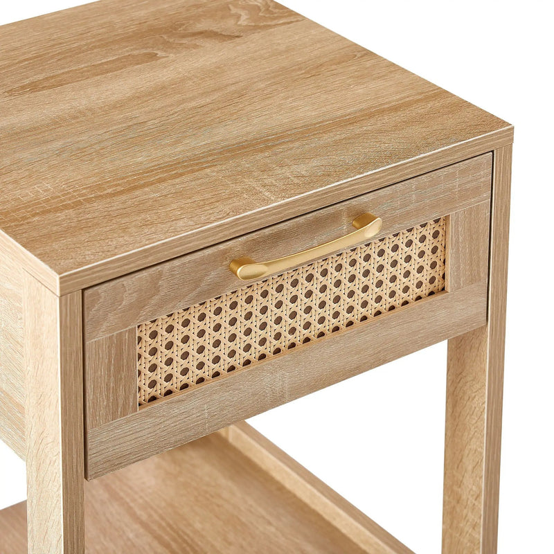 15.75" Rattan End Table With Drawer, Modern Nightstand, Side Table For Living Room, Bedroom by HouseOfZazla
