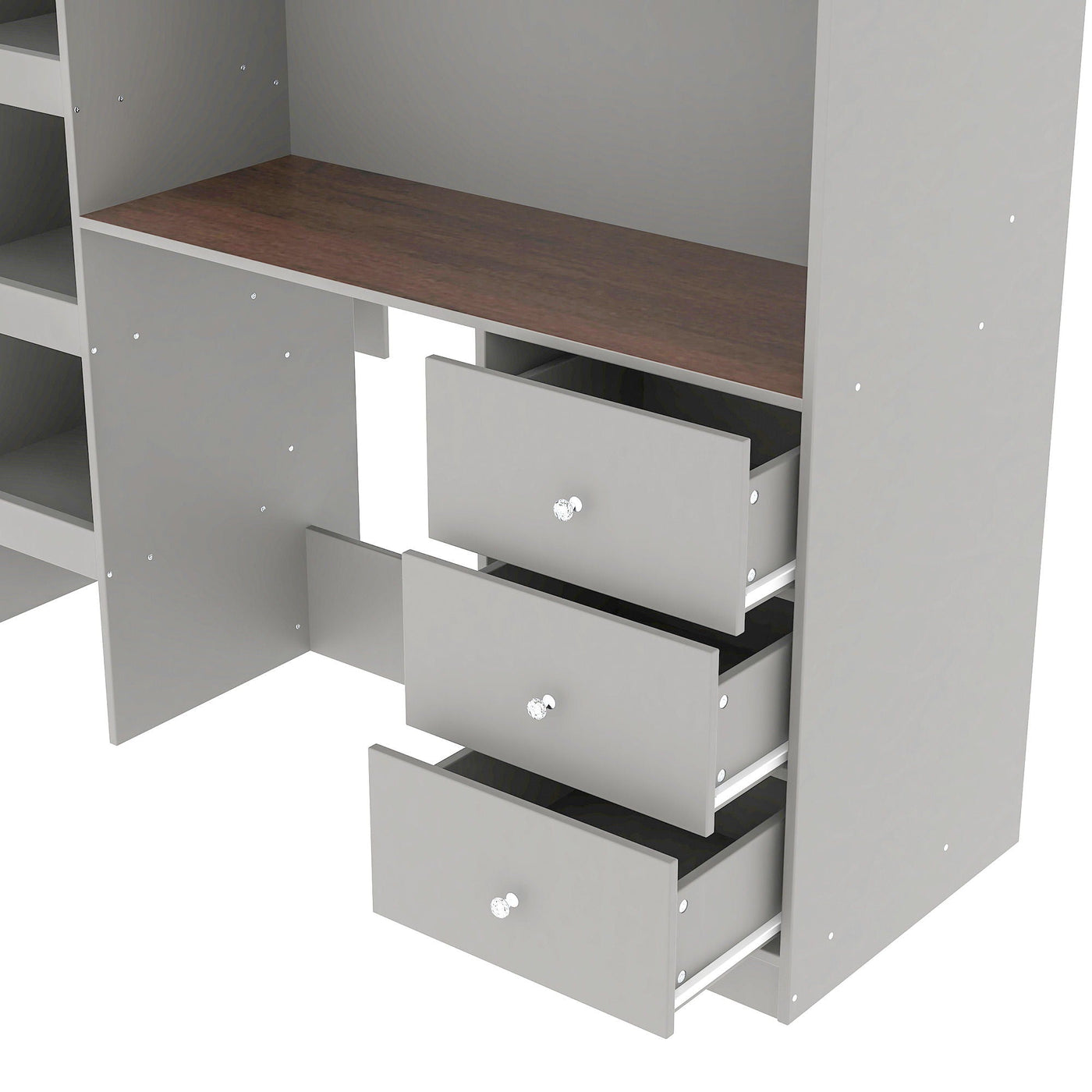 Loft Bed With Built In Wardrobe, Desk, Shelves, And Drawers by HouseOfZazla