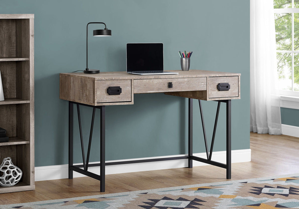 Transitional Computer Desk with Storage Drawers - Light Brown, Dark Gray, or Dark Brown, photo 10 of 12
