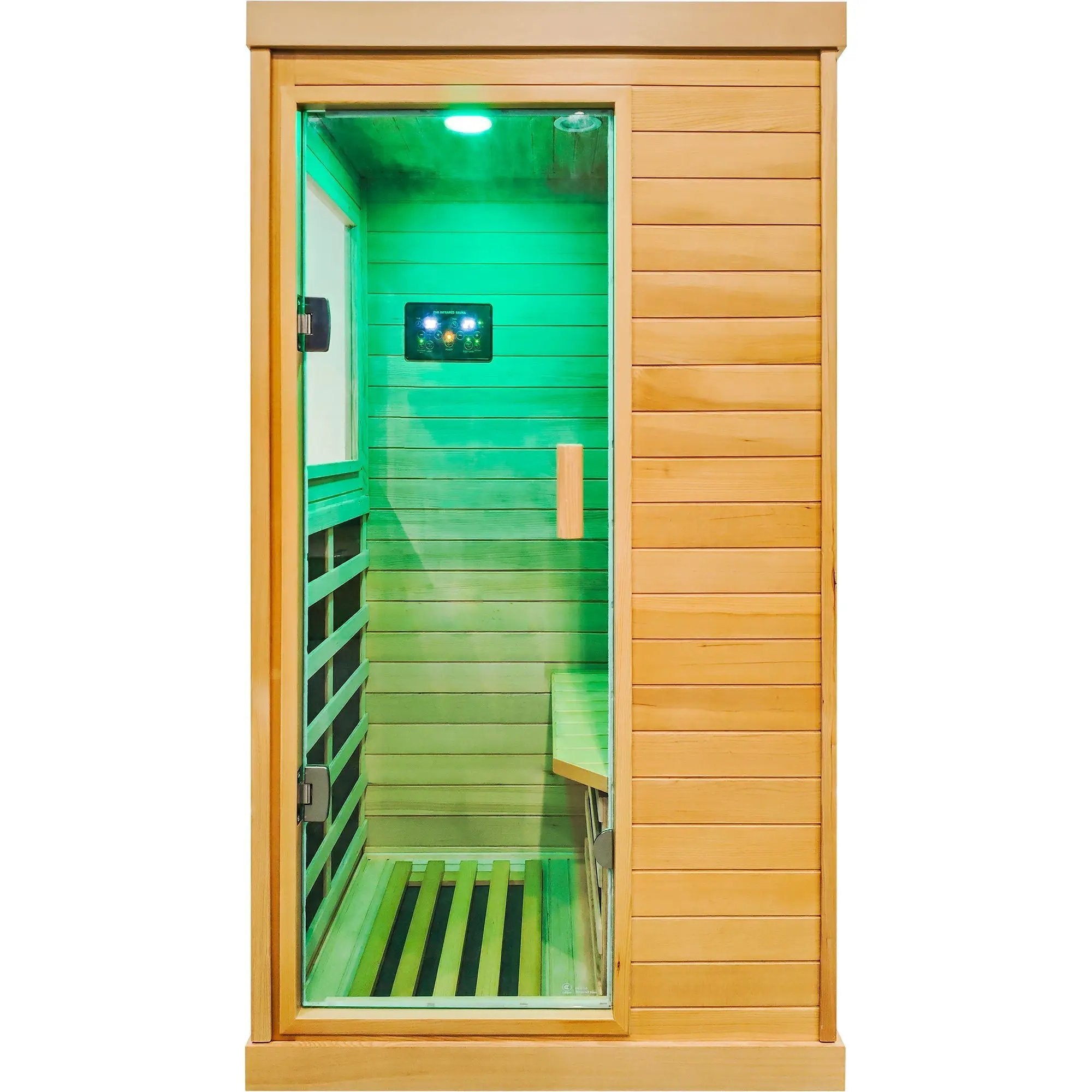 Infrared Sauna Room Single Room With Hemlock Frame, 6 Heating Plates, Built-In Lights And Bluetooth Audio - Natural by HouseOfZazla