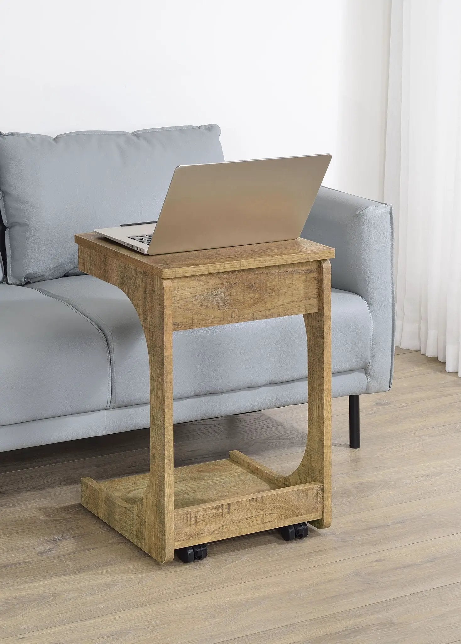 Ralston C-Shaped Lift-Top Sofa Side Table With Casters Mango by Unique Piece Furniture