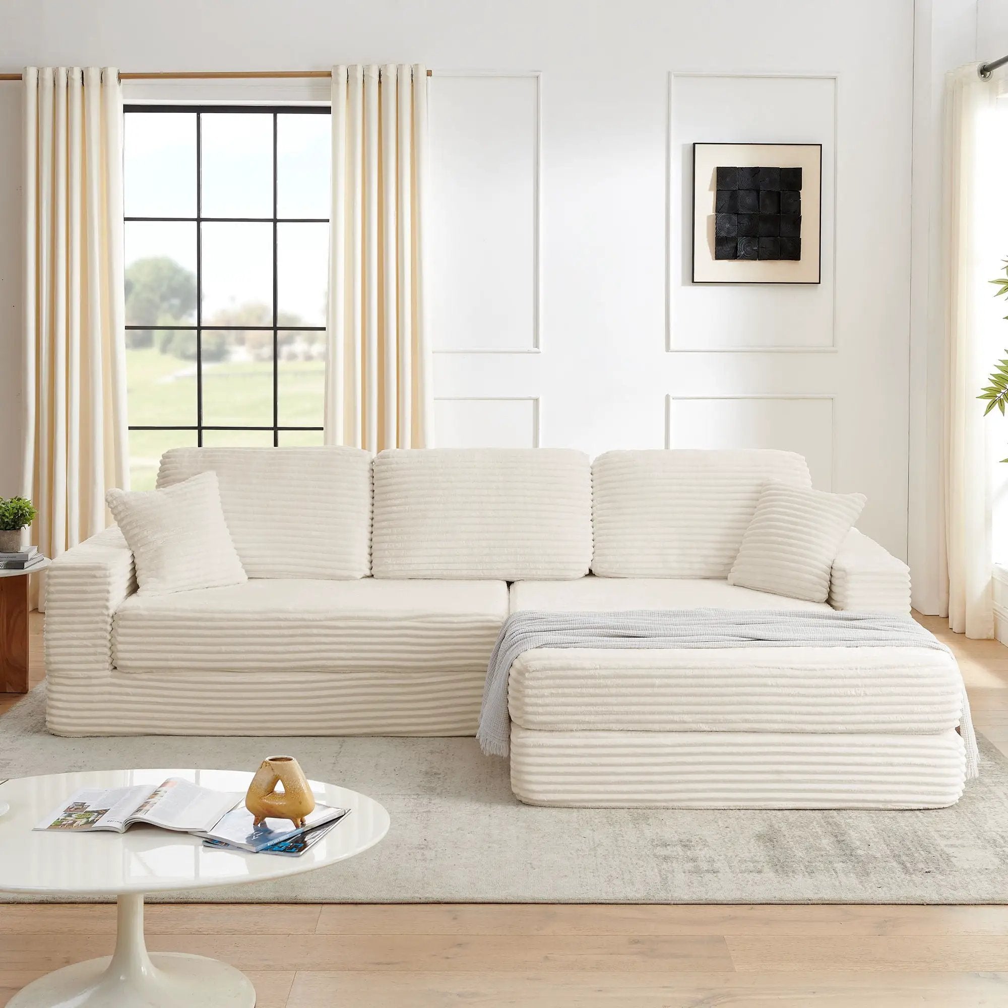 Modern Minimalist L Shape Modular Sectional Sofa, Couch by Unique Piece Furniture