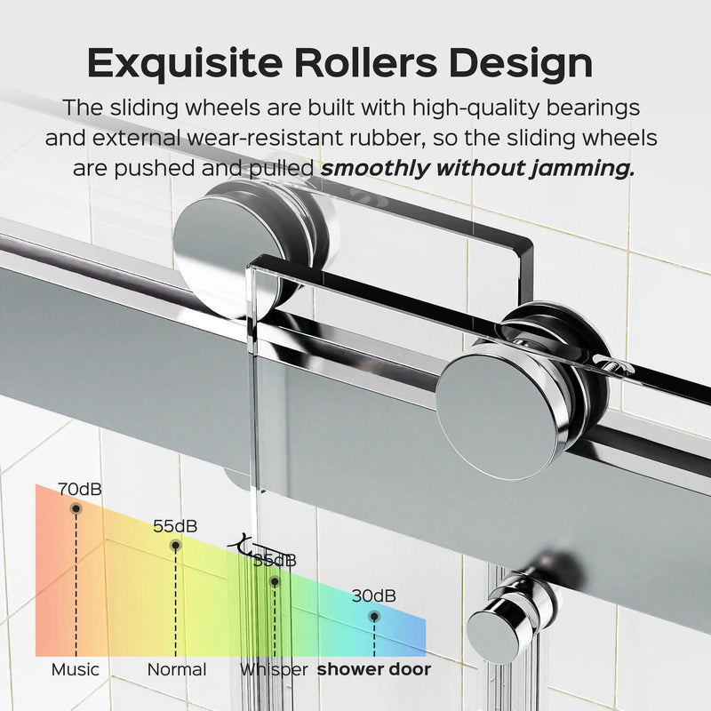 Frameless Double Sliding Soft-Close Shower Door, 3 / 8" (10Mm) Thick SGCC Tempered Glass Door, Matte by HouseOfZazla
