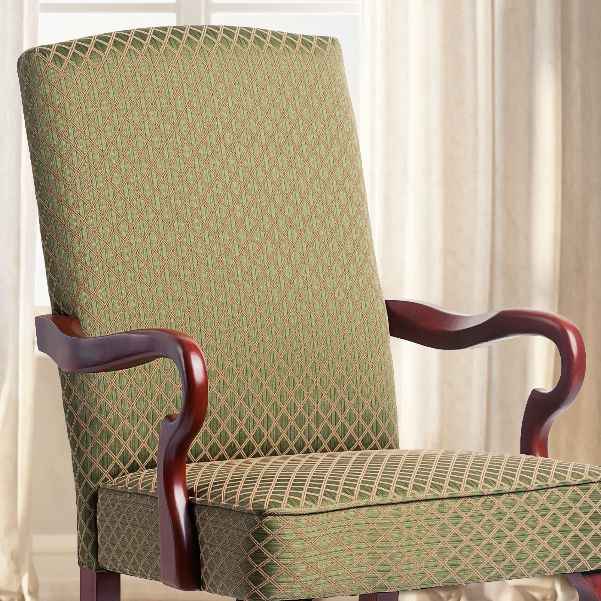 Delaney - Elegant Gooseneck Arm Chair With High Back by HouseOfZazla