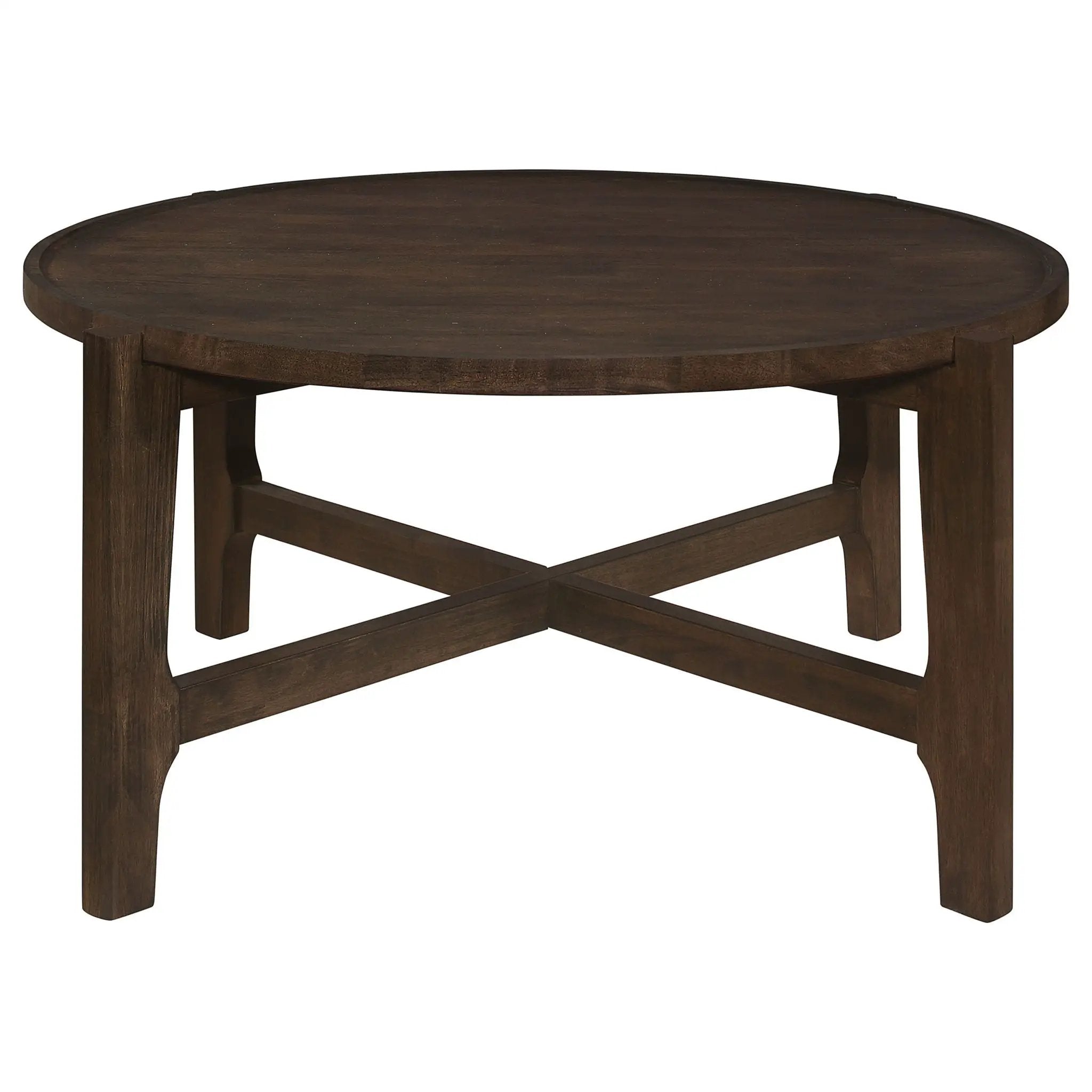 Cota Round Solid Wood Coffee Table Dark Brown by Unique Piece Furniture