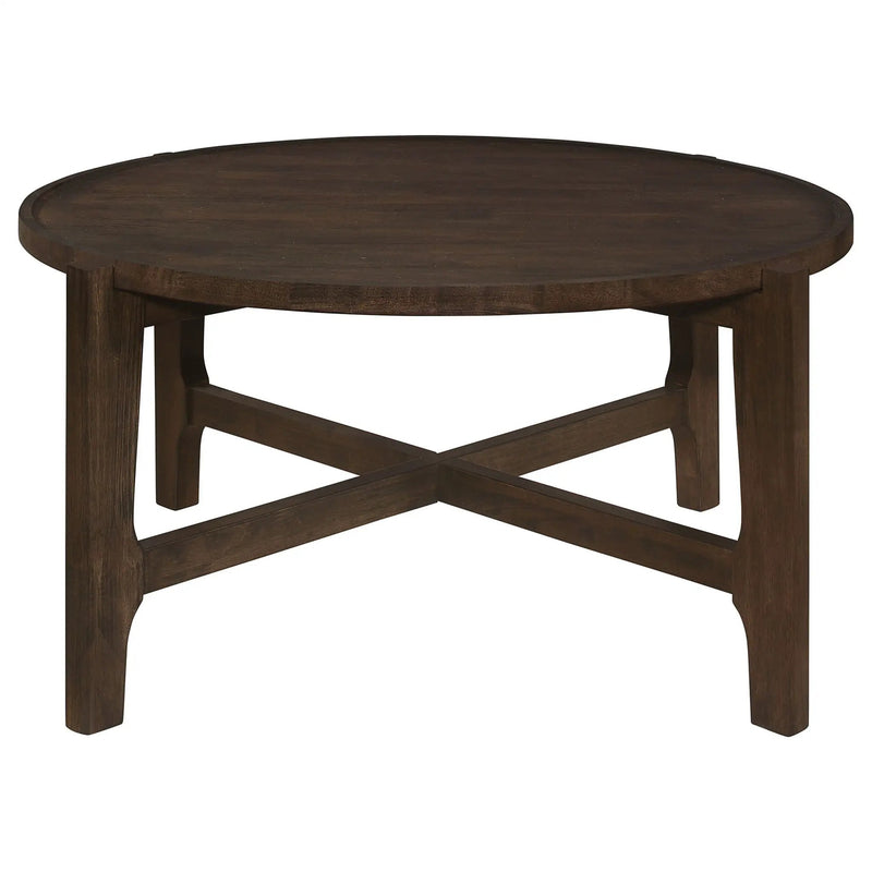Cota Round Solid Wood Coffee Table Dark Brown by Unique Piece Furniture