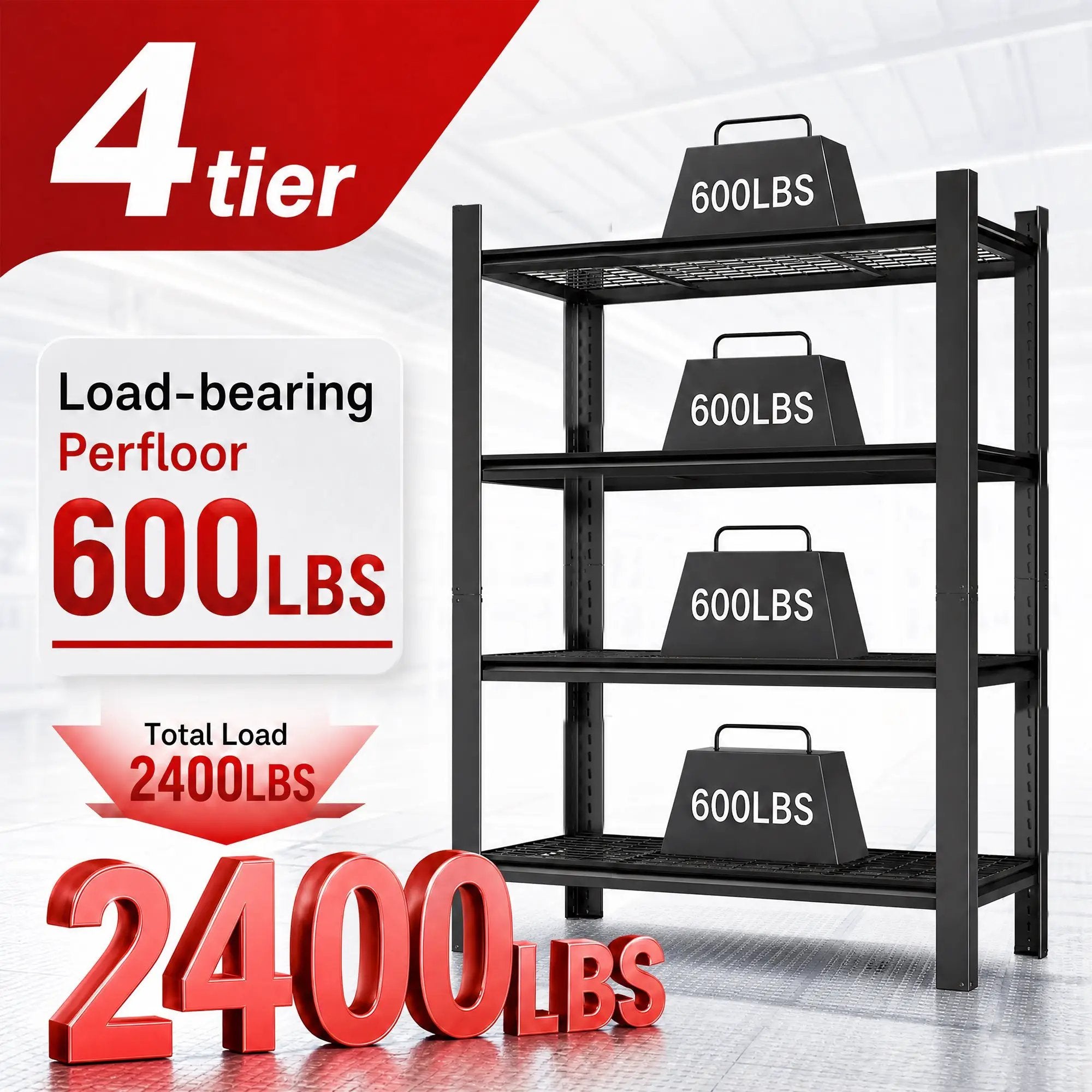60"H 4-Tier Adjustable Heavy Duty Shelving Metal Mesh Storage Rack by HouseOfZazla