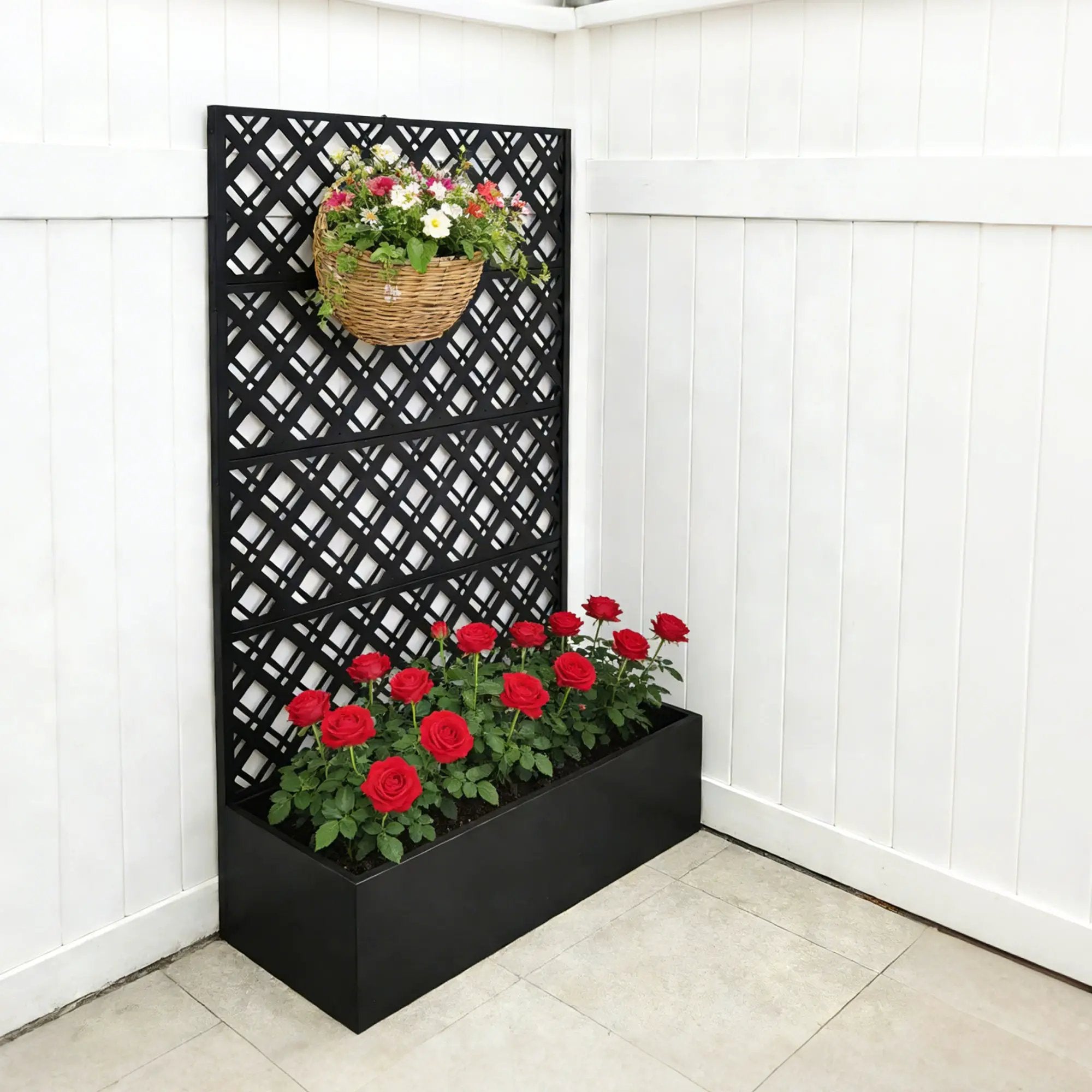 Metal Planter Raised Garden Bed with Trellis by HouseOfZazla