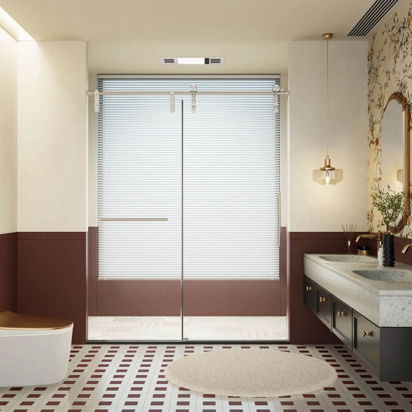 Frameless Single Sliding Shower Doors With Towel Rail & Handle by HouseOfZazla