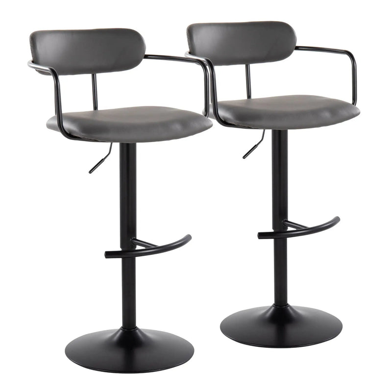 Demi - Contemporary Adjustable Height Barstool With Swivel With Rounded T Footrest (Set of 2) by Unique Piece Furniture