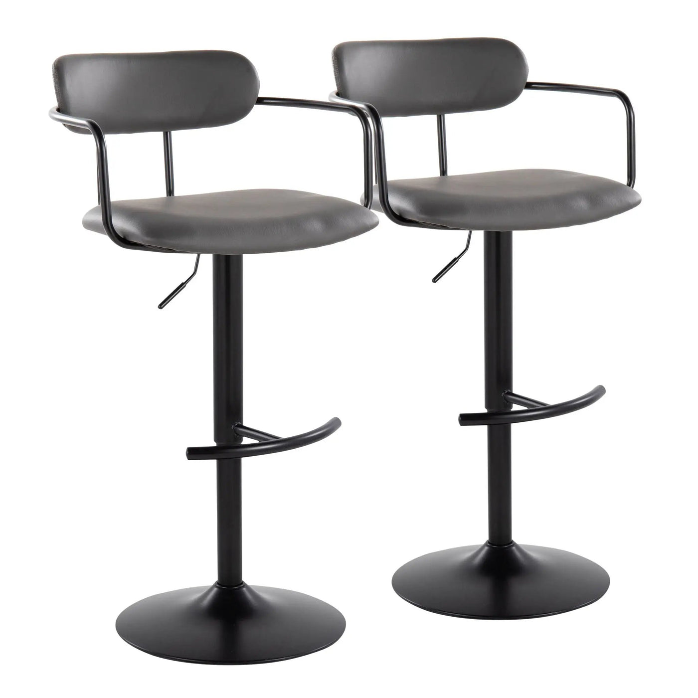 Demi - Contemporary Adjustable Height Barstool With Swivel With Rounded T Footrest (Set of 2) by HouseOfZazla