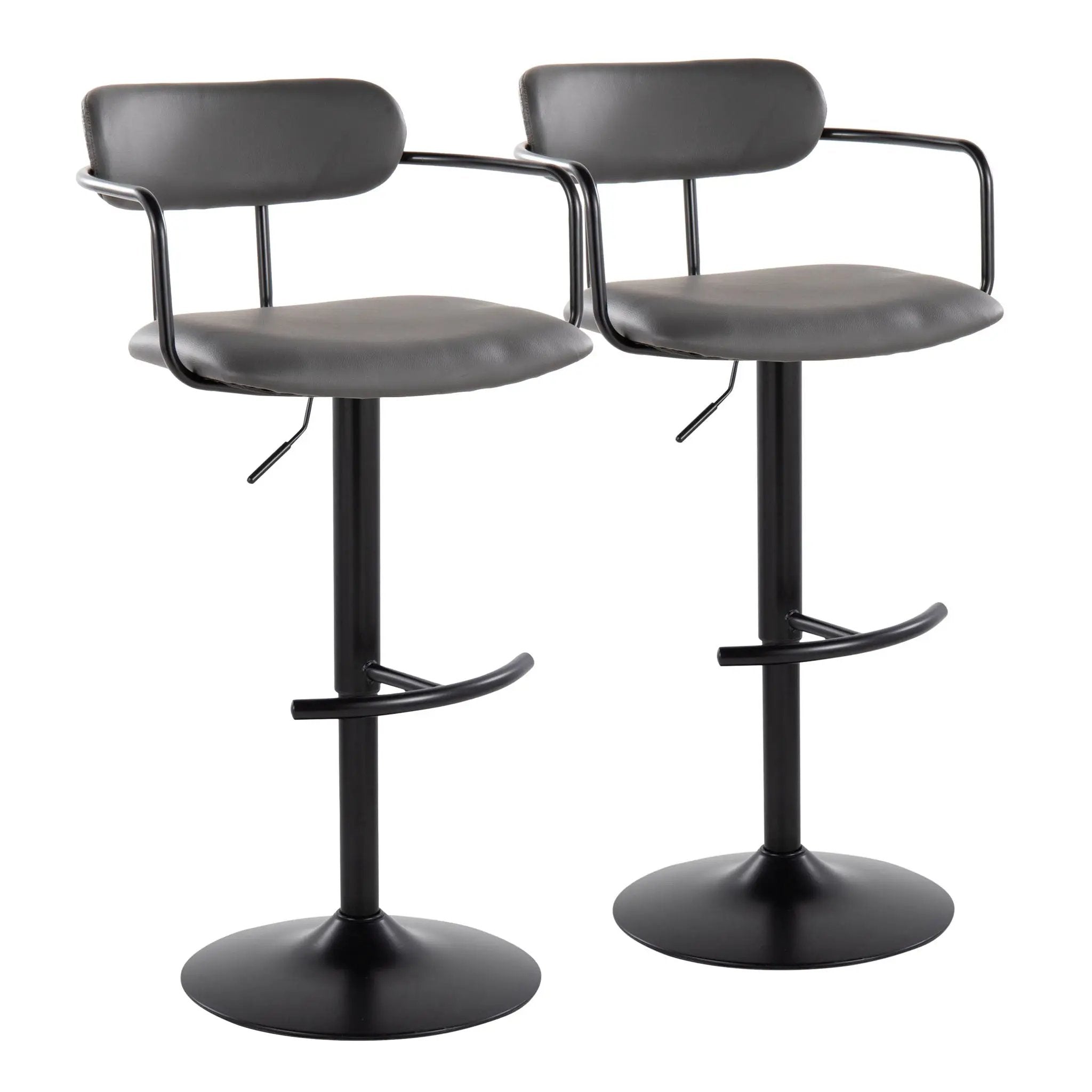 Demi - Contemporary Adjustable Height Barstool With Swivel With Rounded T Footrest (Set of 2) by HouseOfZazla