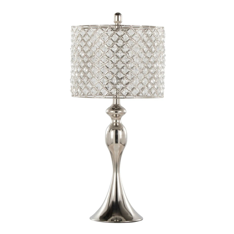 Ashland - Contemporary Table Lamp Square Clear Crystal (Set of 2) - Polished Nickel by HouseOfZazla