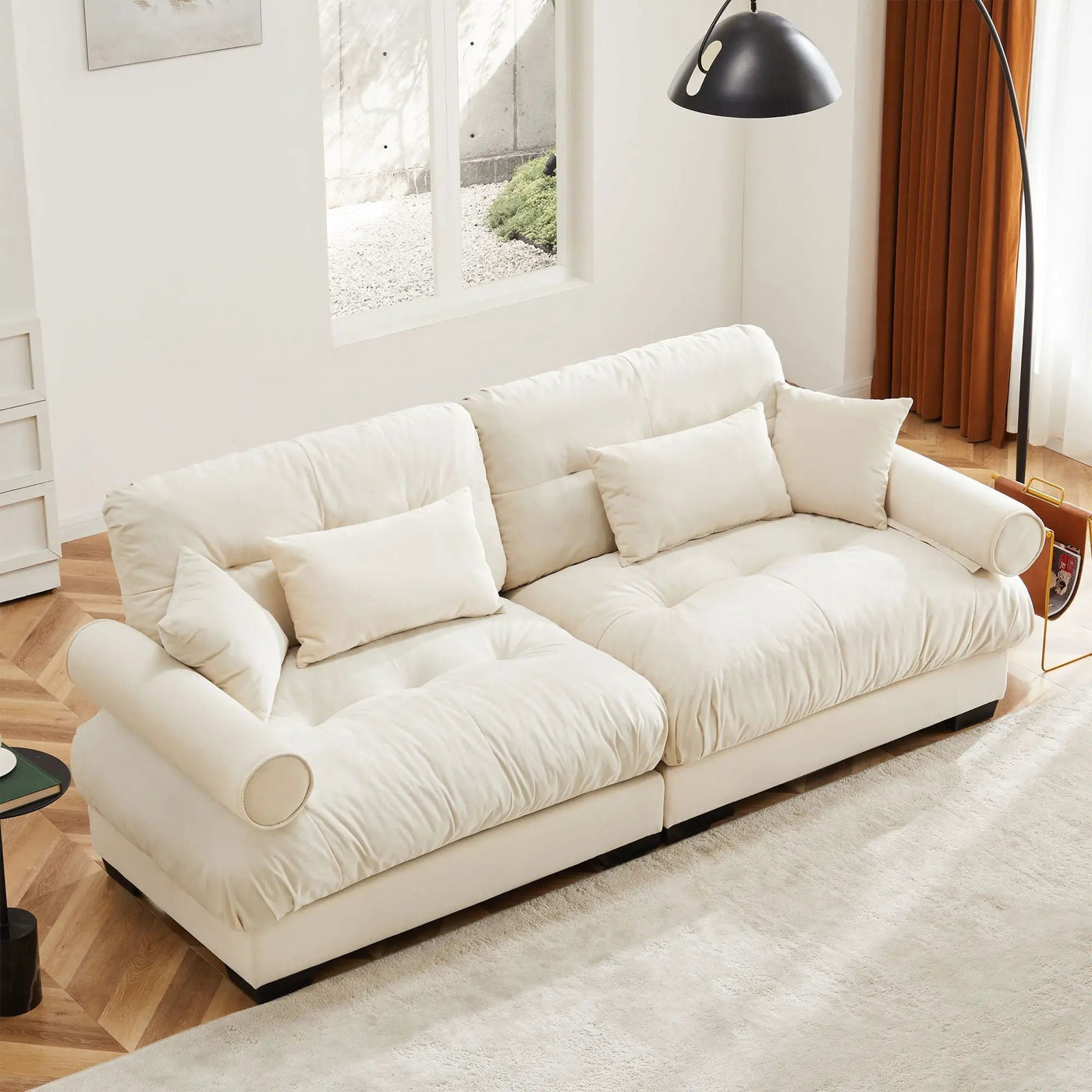 Modern Sofa With Bolstered Armrests And Pillows by HouseOfZazla