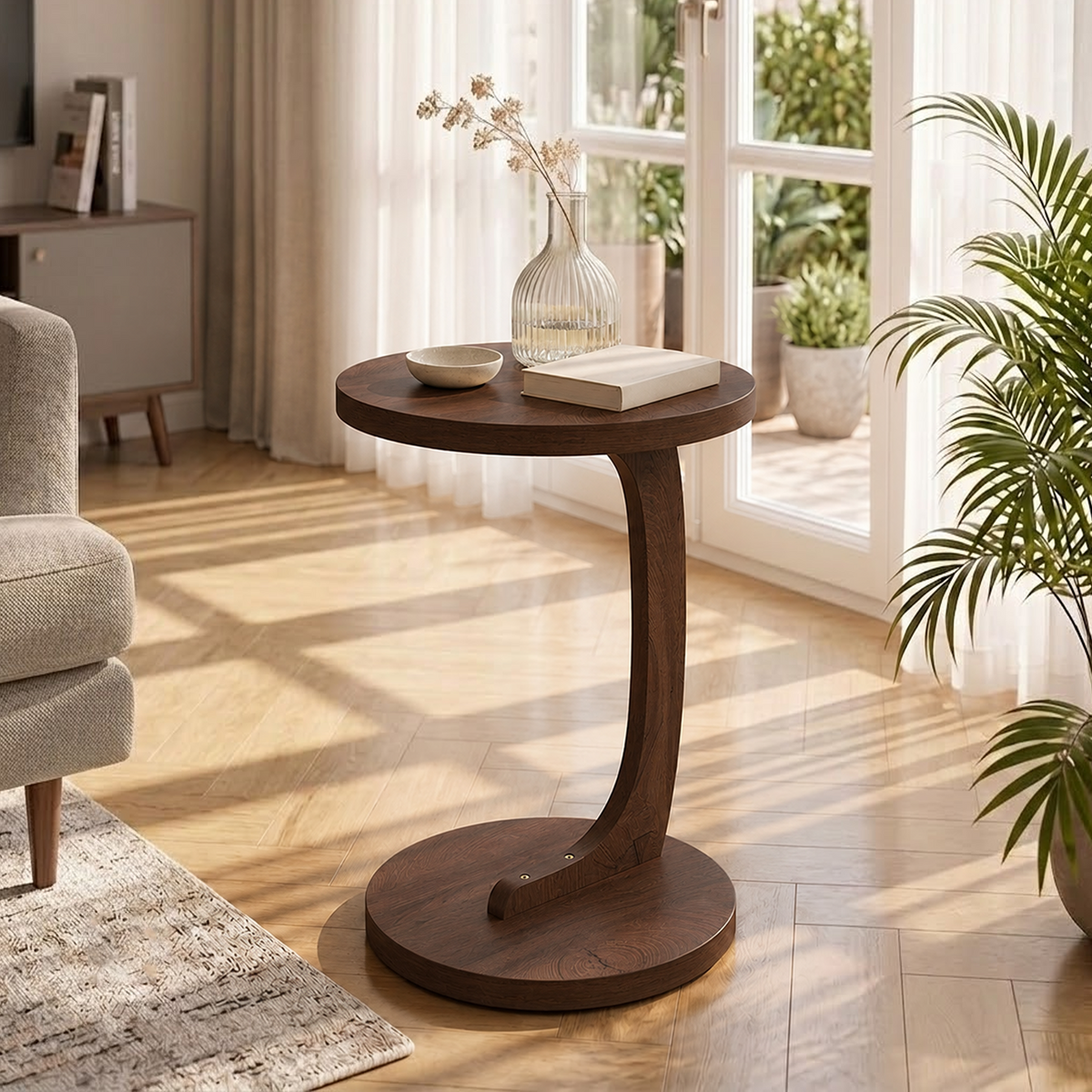 14.96" × 21.65" C-Shaped End Table