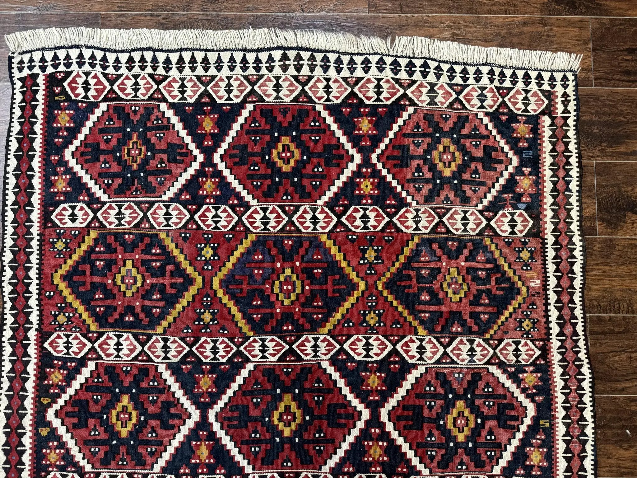 Caucasian Kilim Rug 5x7, Vintage Russian Flatweave Kilim Carpet, Tribal Bohemian Kilim Rug by Jewel Rugs
