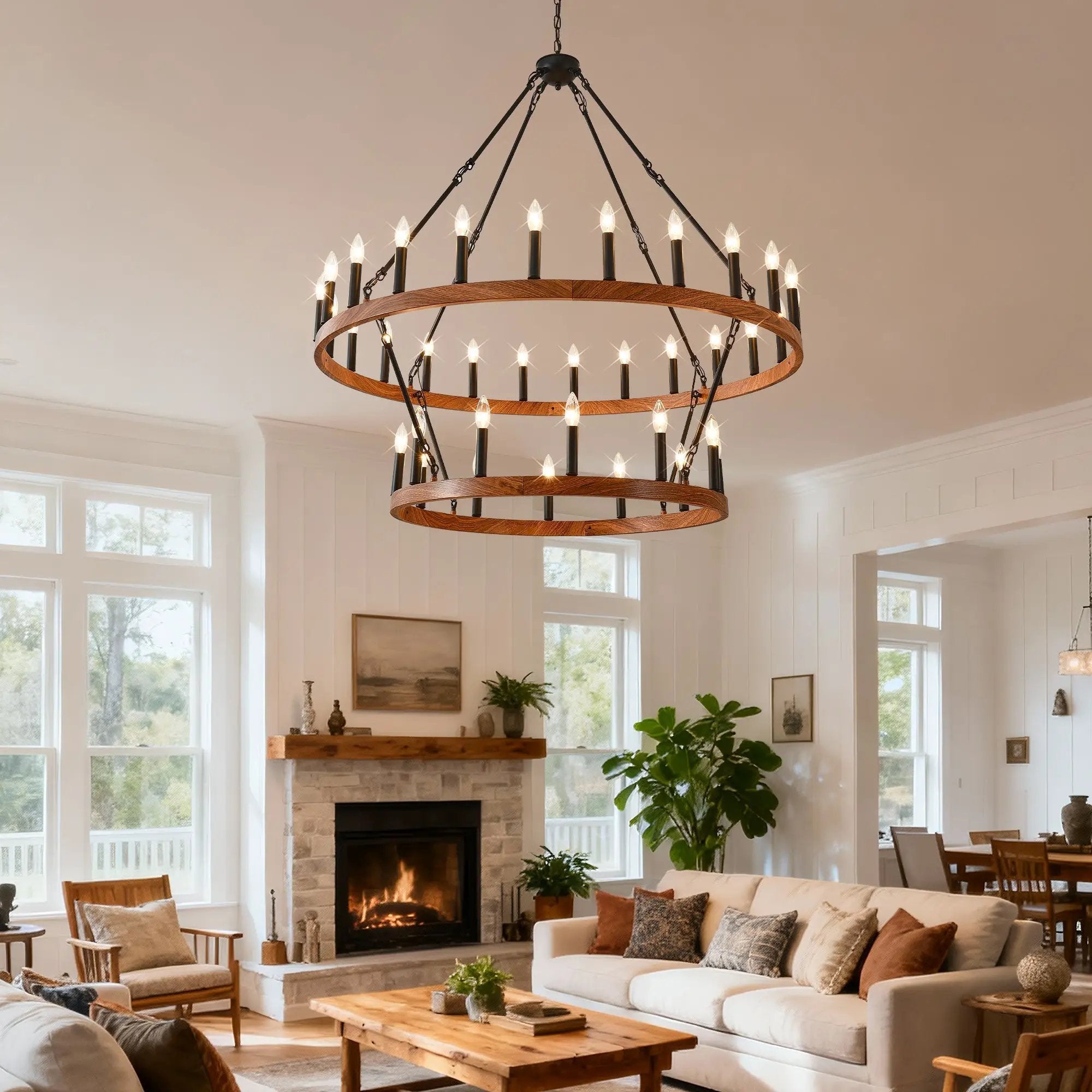 47.24 Inch Large Wagon Wheel Chandelier by HouseOfZazla
