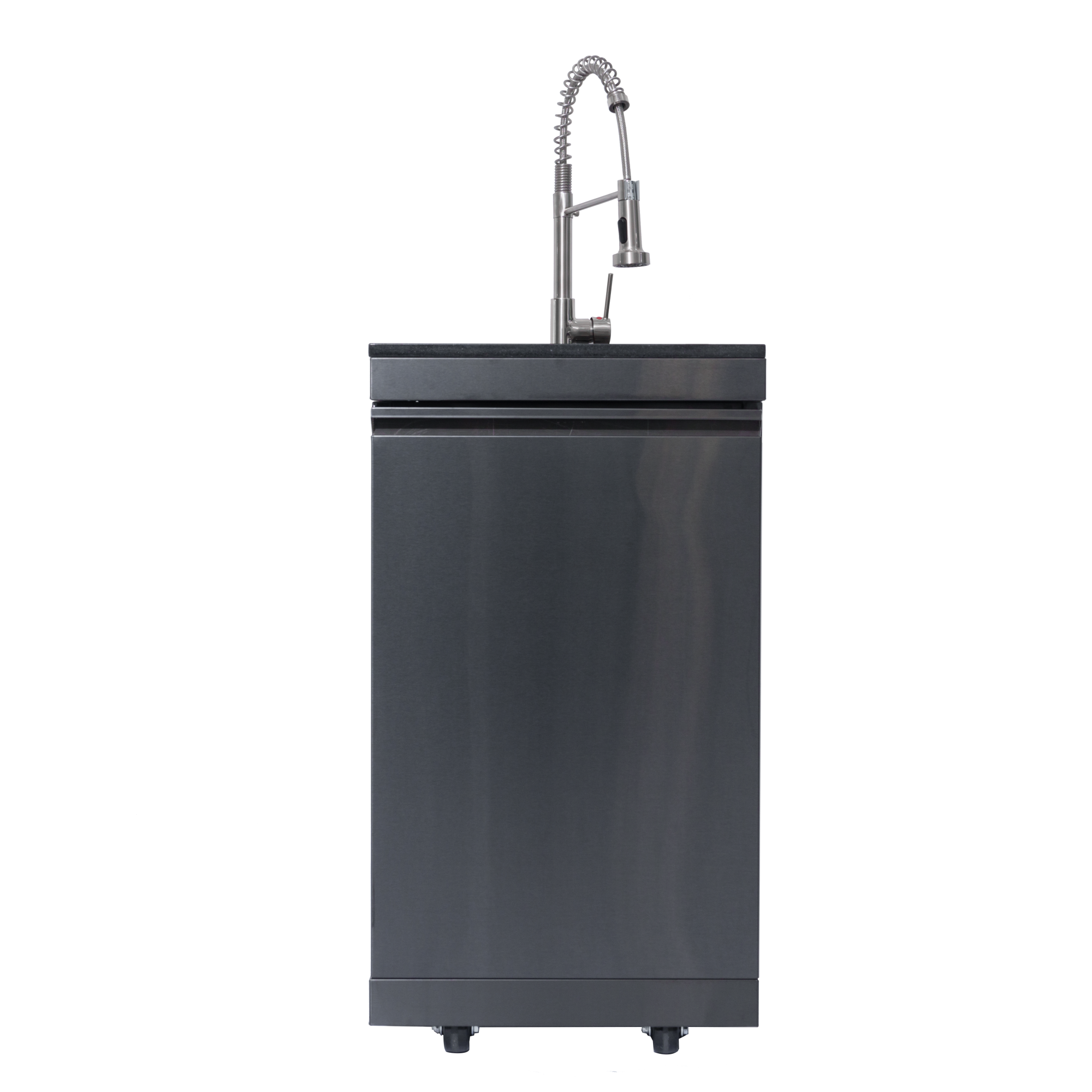 NG 85" 6-Burner 85,000 BTU Black Outdoor Kitchen Island Grill Refrigerator + Rotisserie Kit + Sink by Chery Industrial