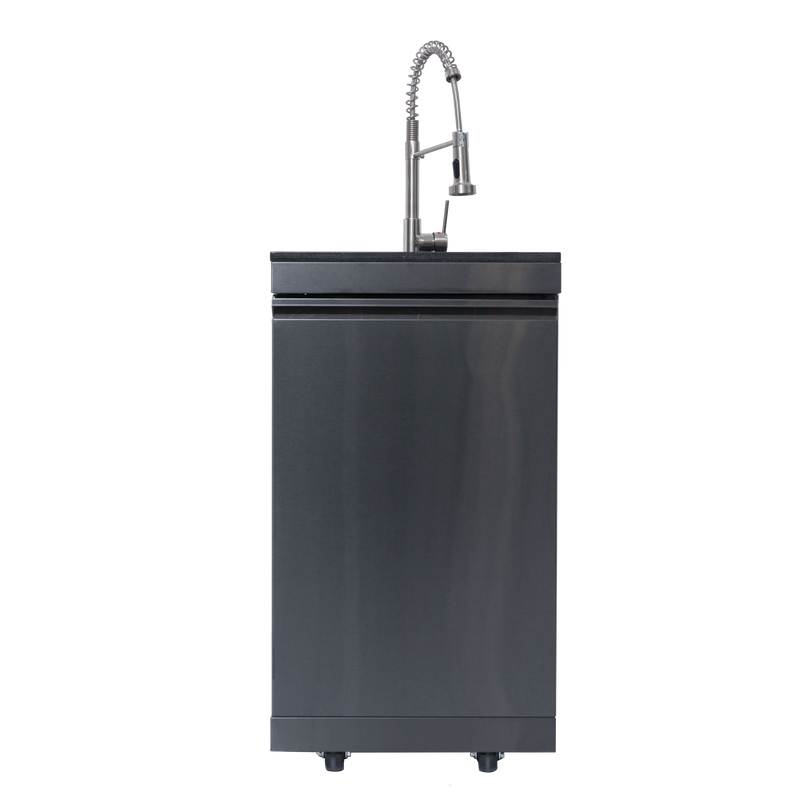 NG 85" 6-Burner 85,000 BTU Black Outdoor Kitchen Island Grill Refrigerator + Rotisserie Kit + Sink by Chery Industrial