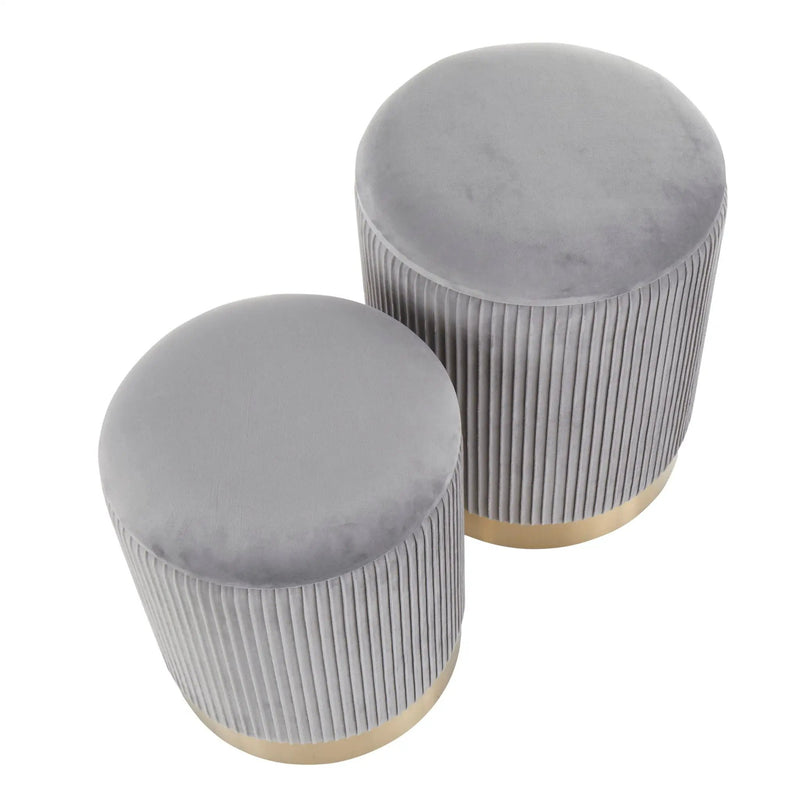 Marla - Contemporary Nesting Pleated Ottoman Set by Unique Piece Furniture