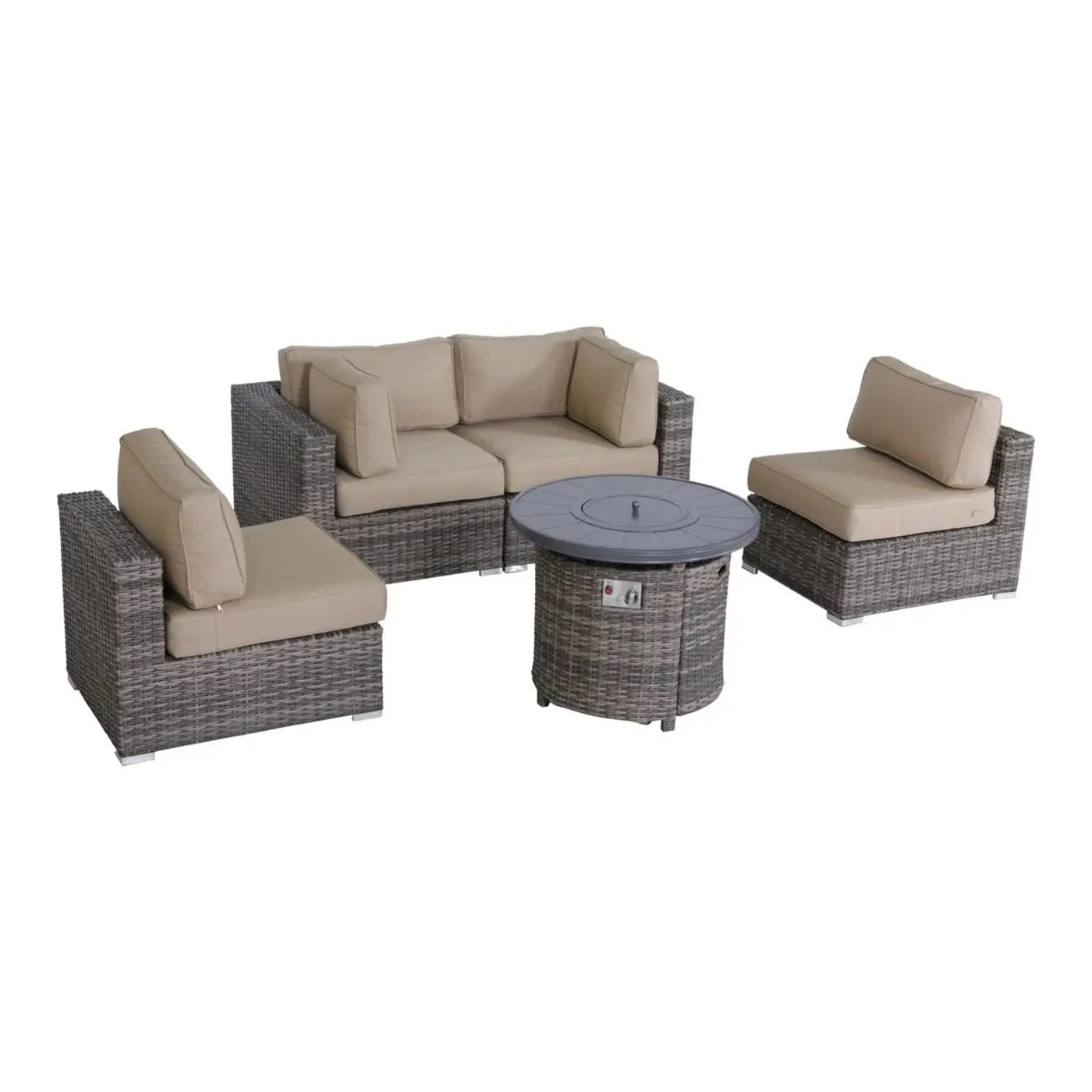 Wicker Outdoor Lounge Set With Cushions And Fire Pit by HouseOfZazla