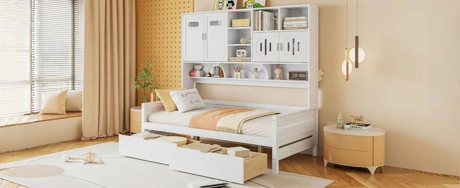 Daybed With All-In-One Cabinet And Shelf by HouseOfZazla