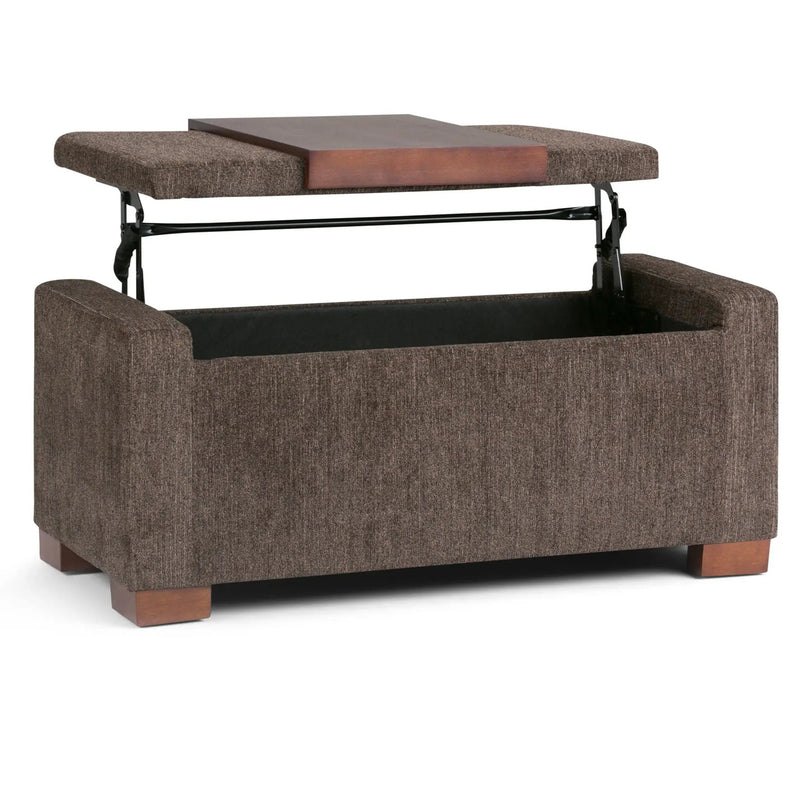 Bretton - Lift Top Storage Ottoman - Deep Umber Brown by HouseOfZazla