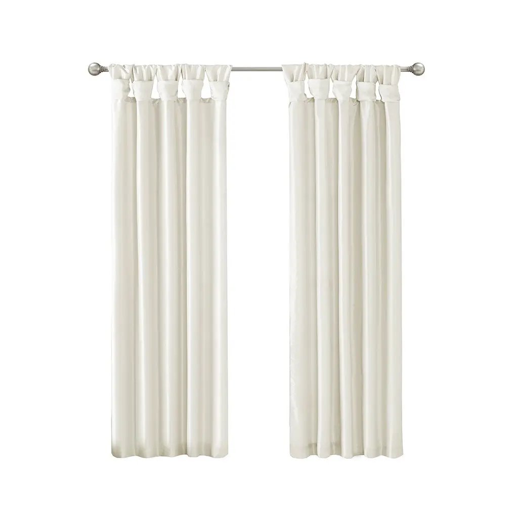 Twist Tab Lined Window Curtain Panel White 50x108 by HouseOfZazla