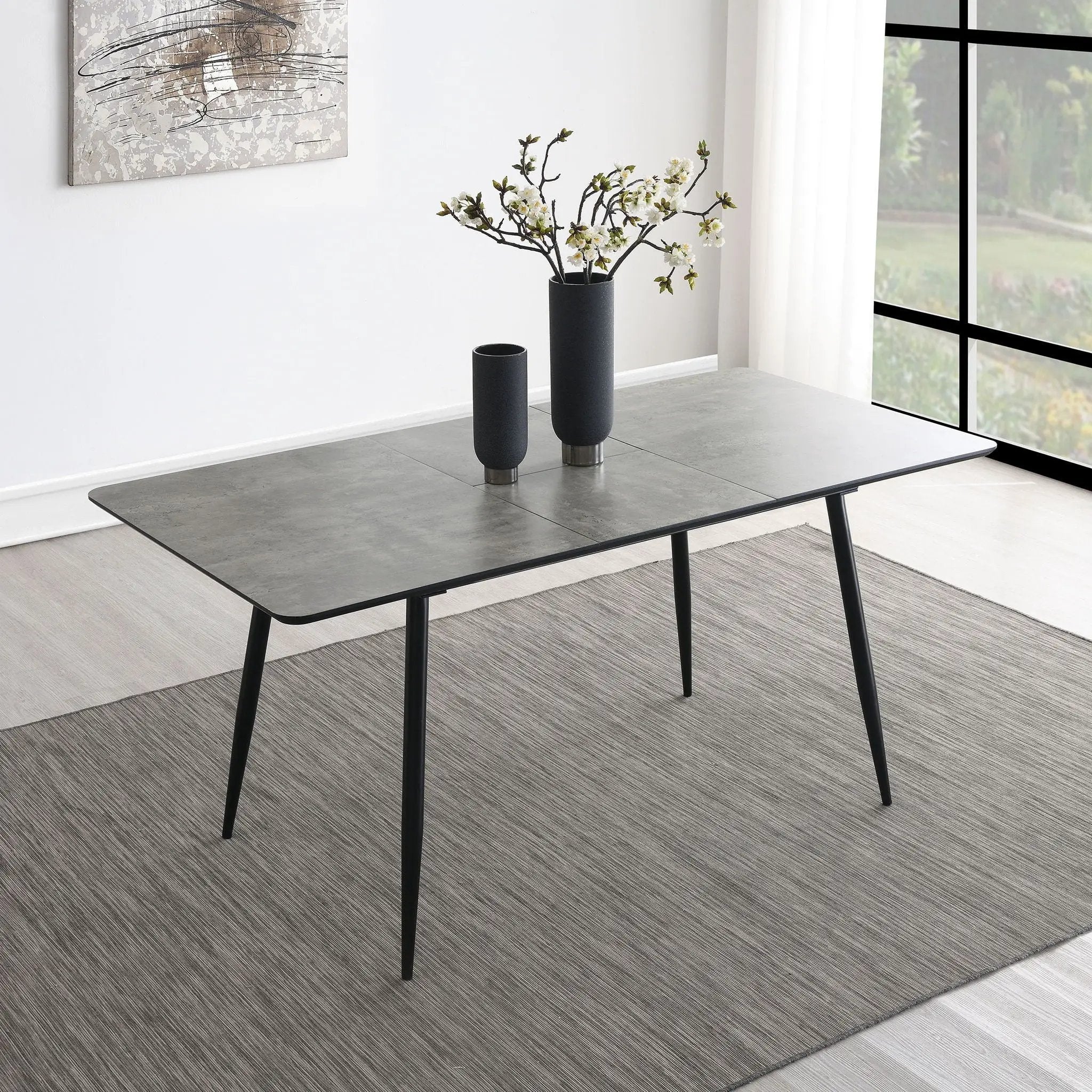 Grant - Extension Dining Table With Butterfly Leaf - Gray by HouseOfZazla