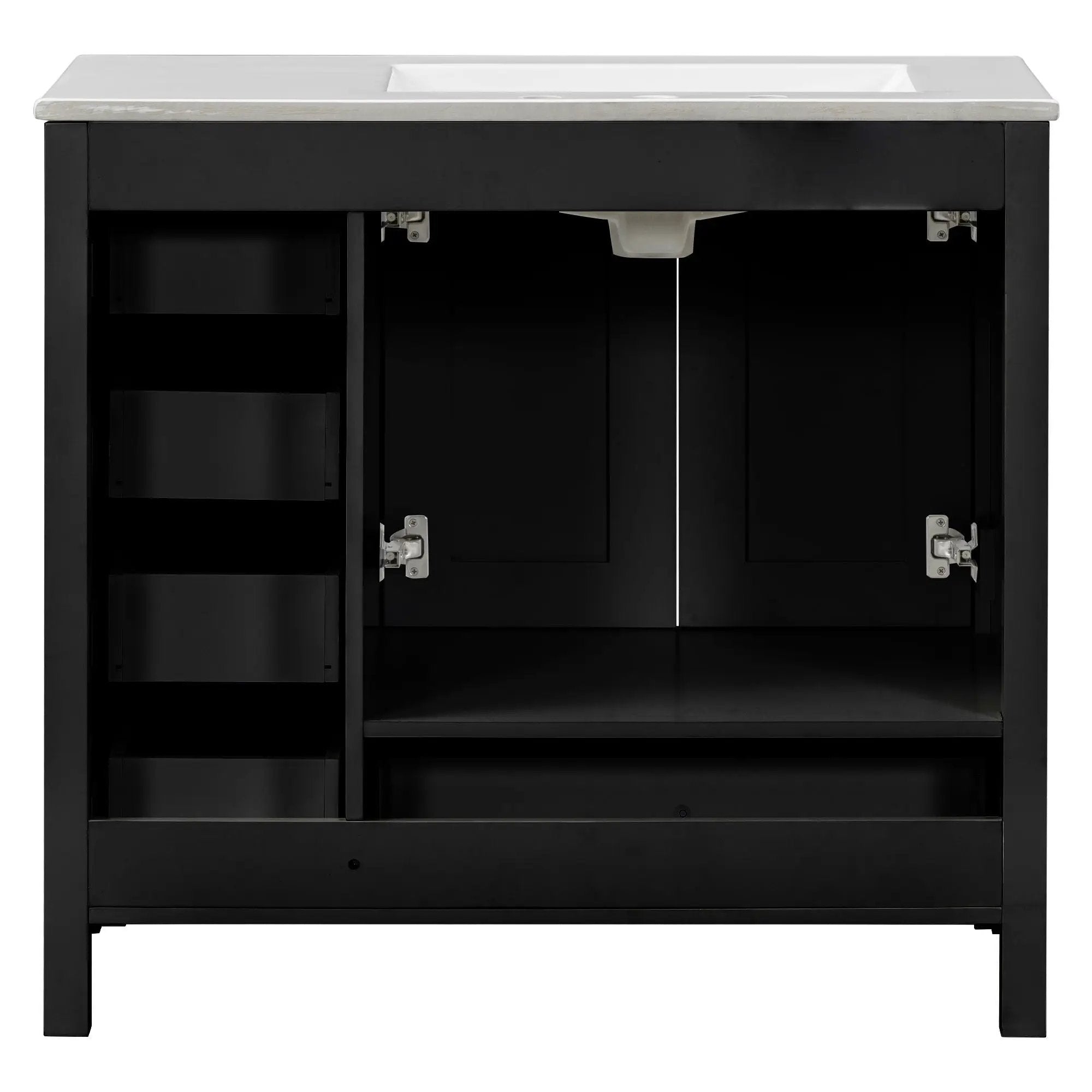 Bathroom Vanity With Ceramic Sink Combo, Abundant Storage Cabinet 2 Soft Close Doors And 5 Drawers by HouseOfZazla