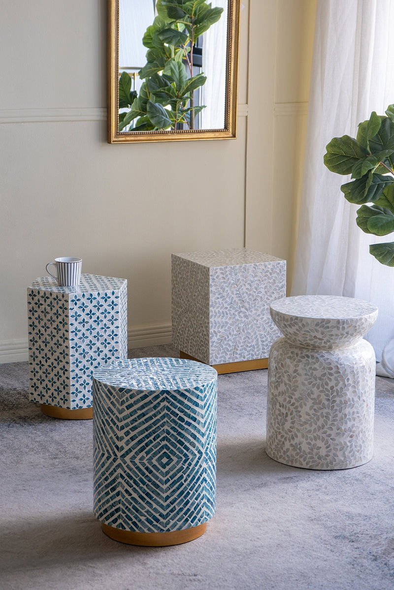 14" Square Accent Stool With Capiz Shell Finish, photo 8 of 8