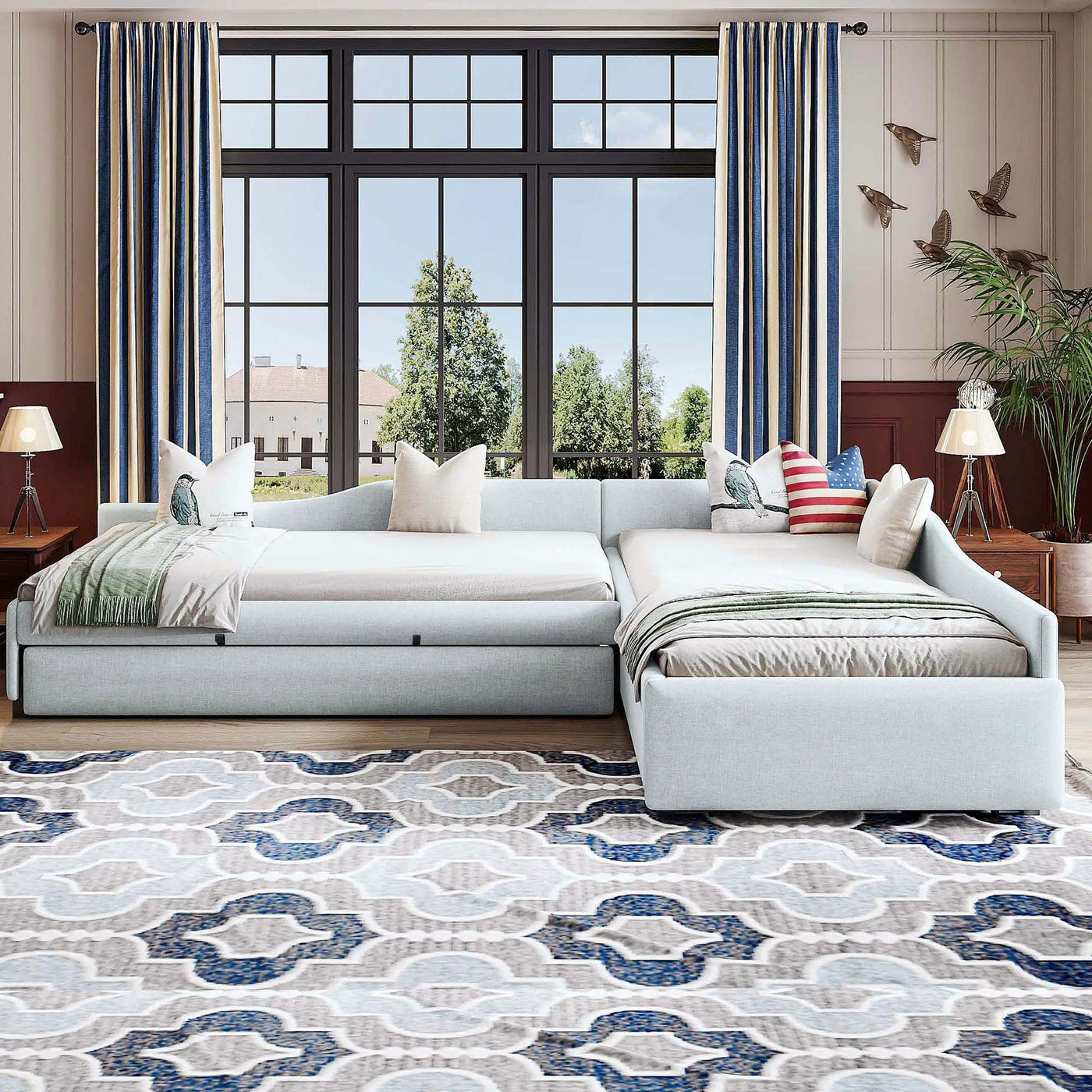 Upholstered Double Daybed With Trundle And Drawer by HouseOfZazla