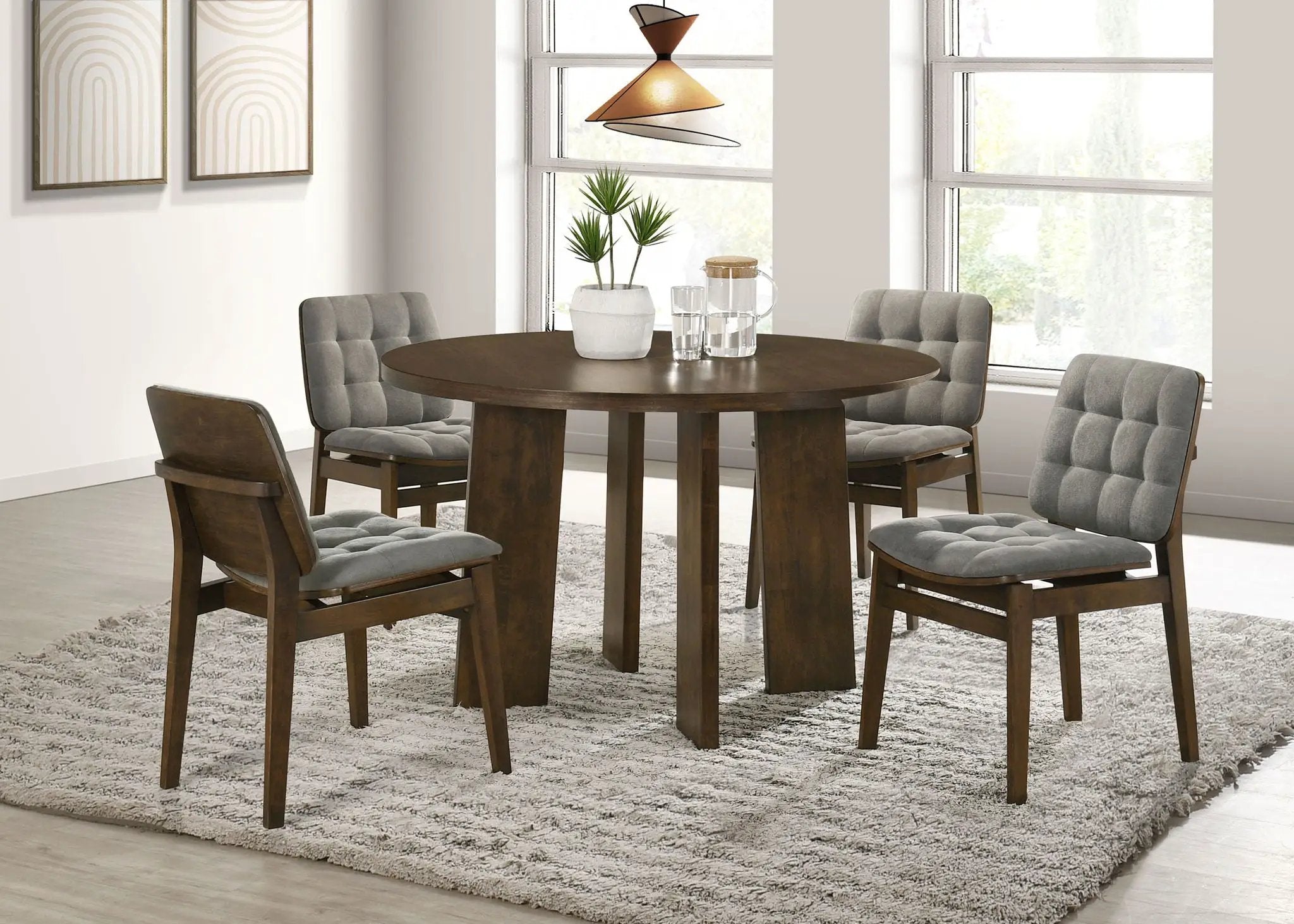 Strouse 5-piece Dining Set Grey and Walnut by Unique Piece Furniture