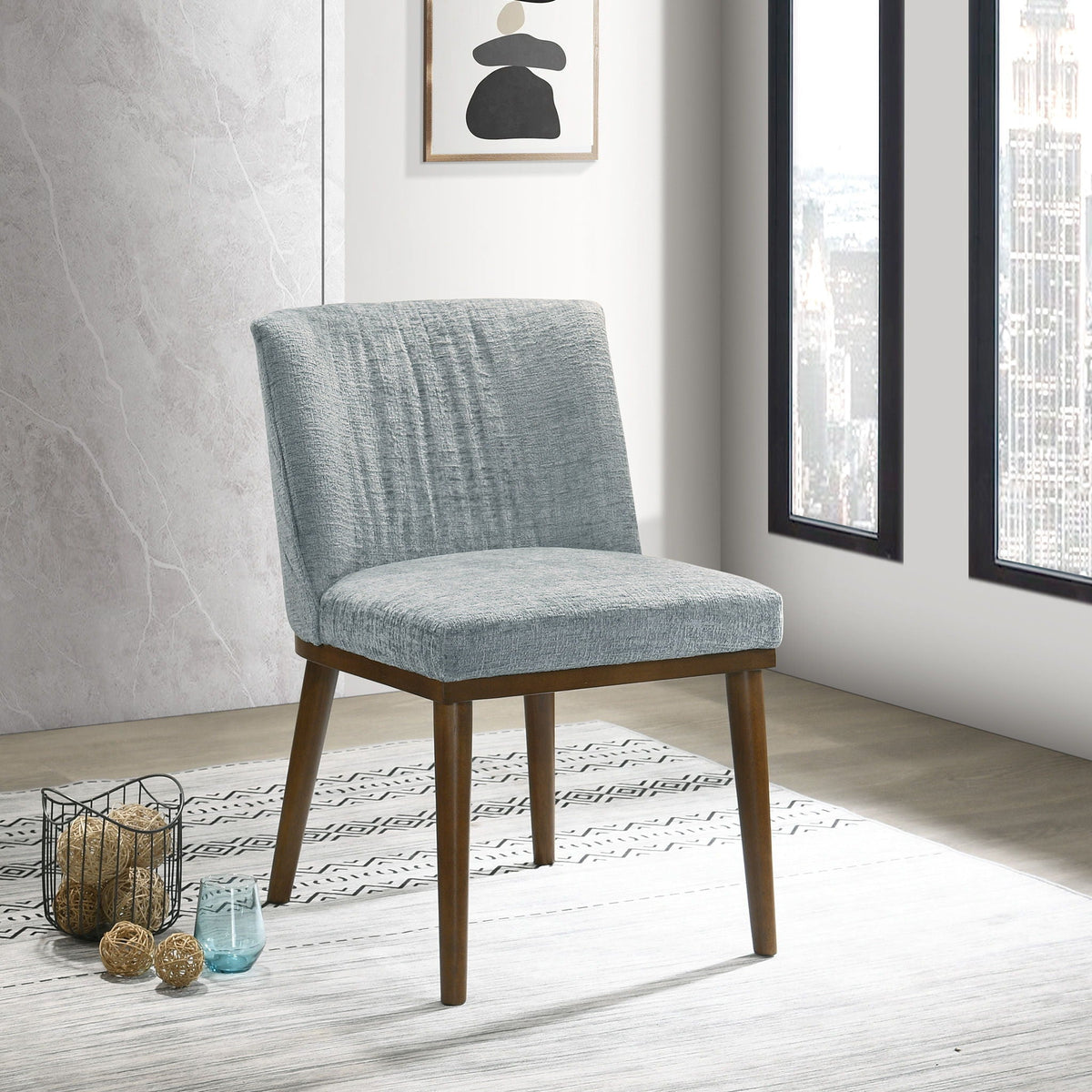 Mid-Century Dining Chair Set of 2 with Solid Wood Frame - Dark Gray or White, photo 7 of 10